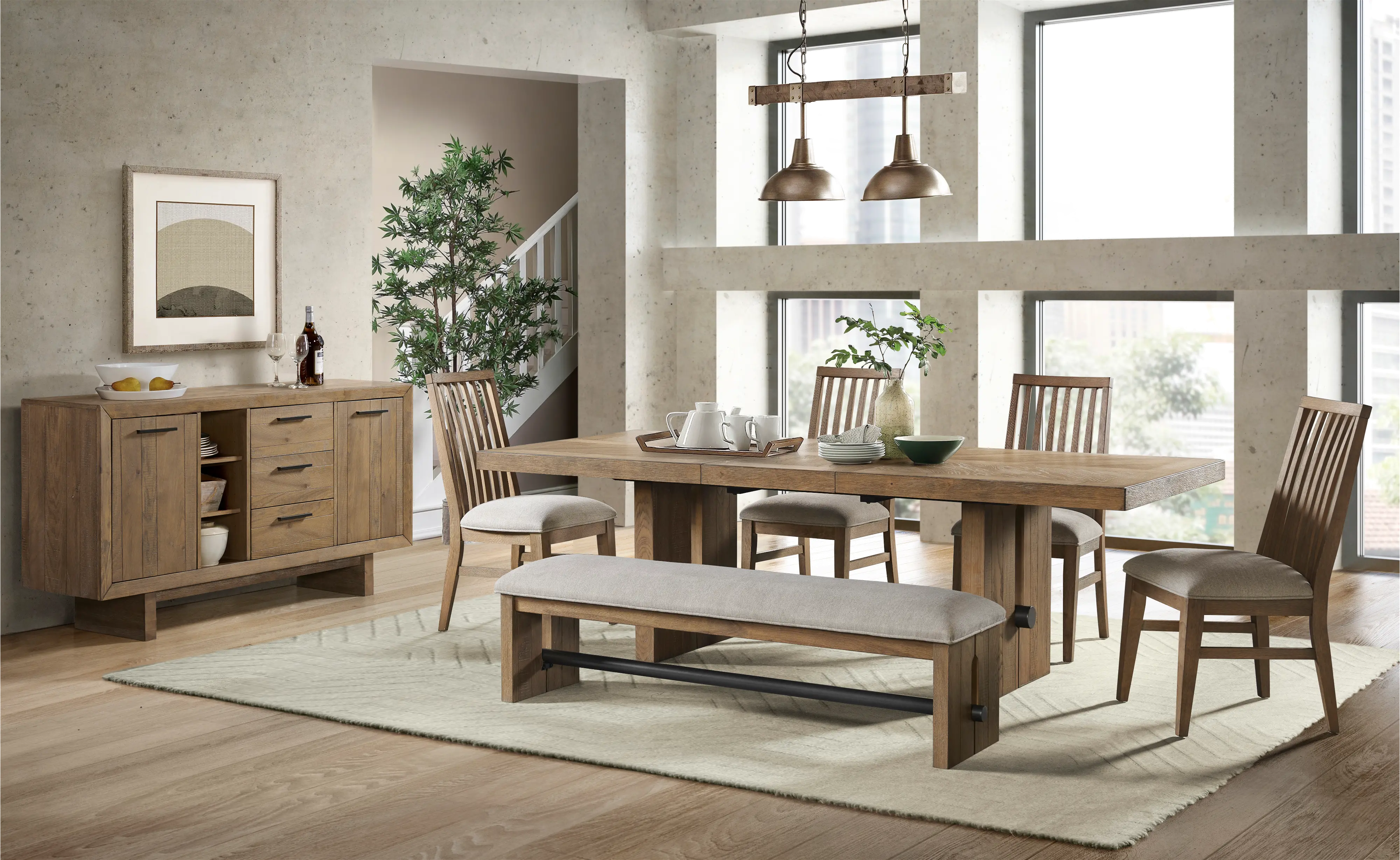 Loft Harbor Weathered Oak Dining Table-4
