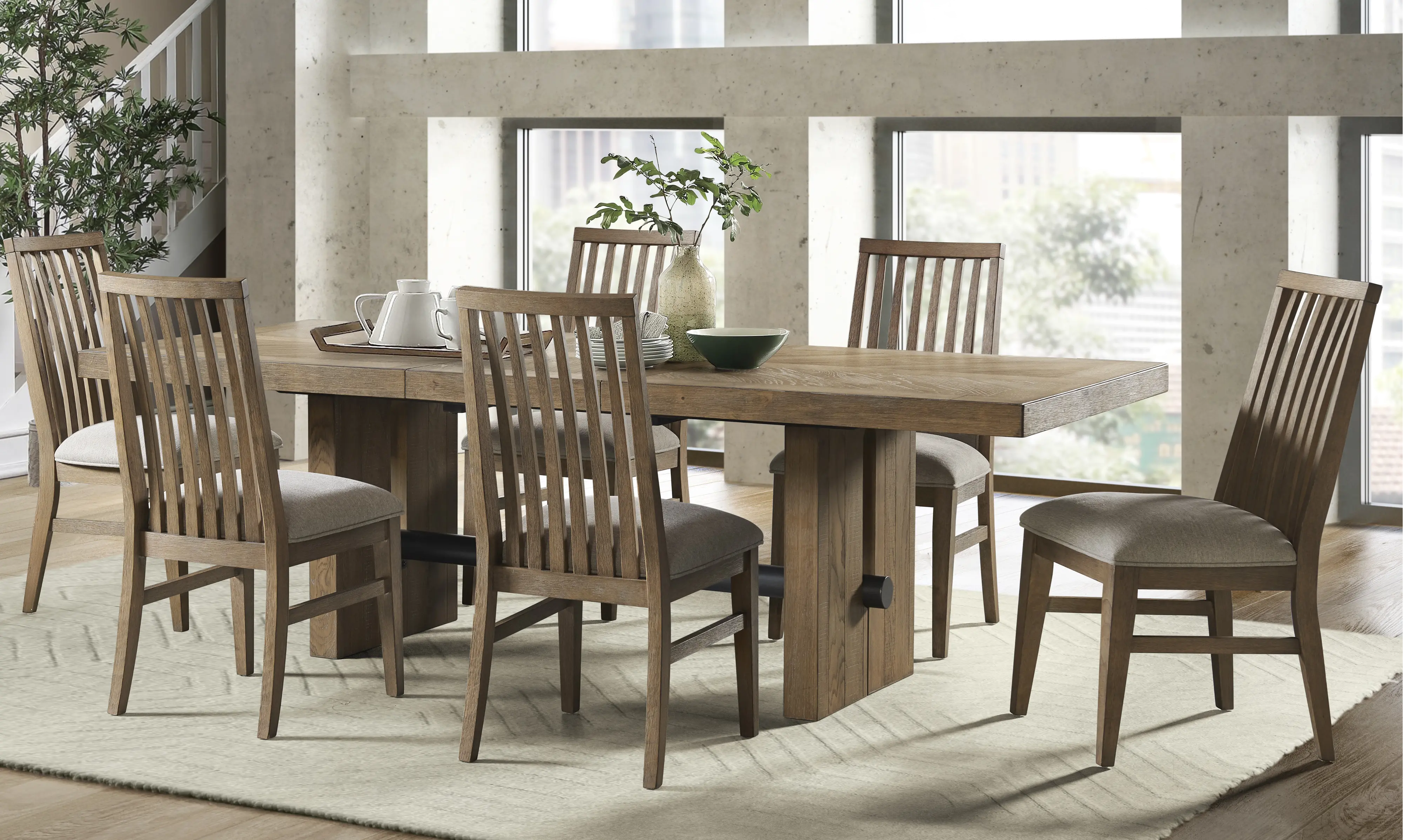 Loft Harbor Weathered Oak 5 Piece Dining Set-2