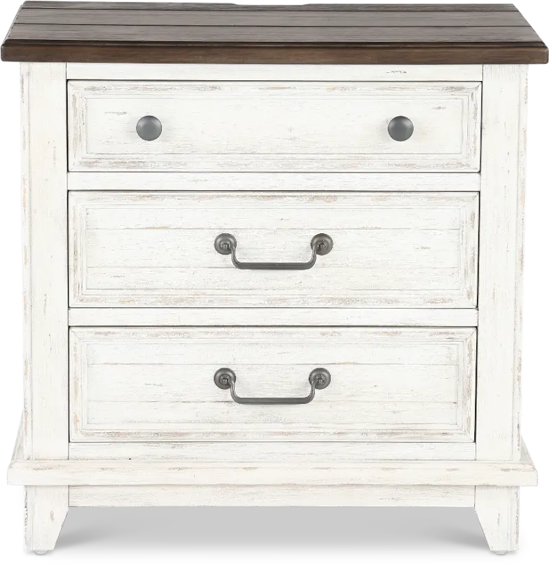 River Place White and Brown Nightstand