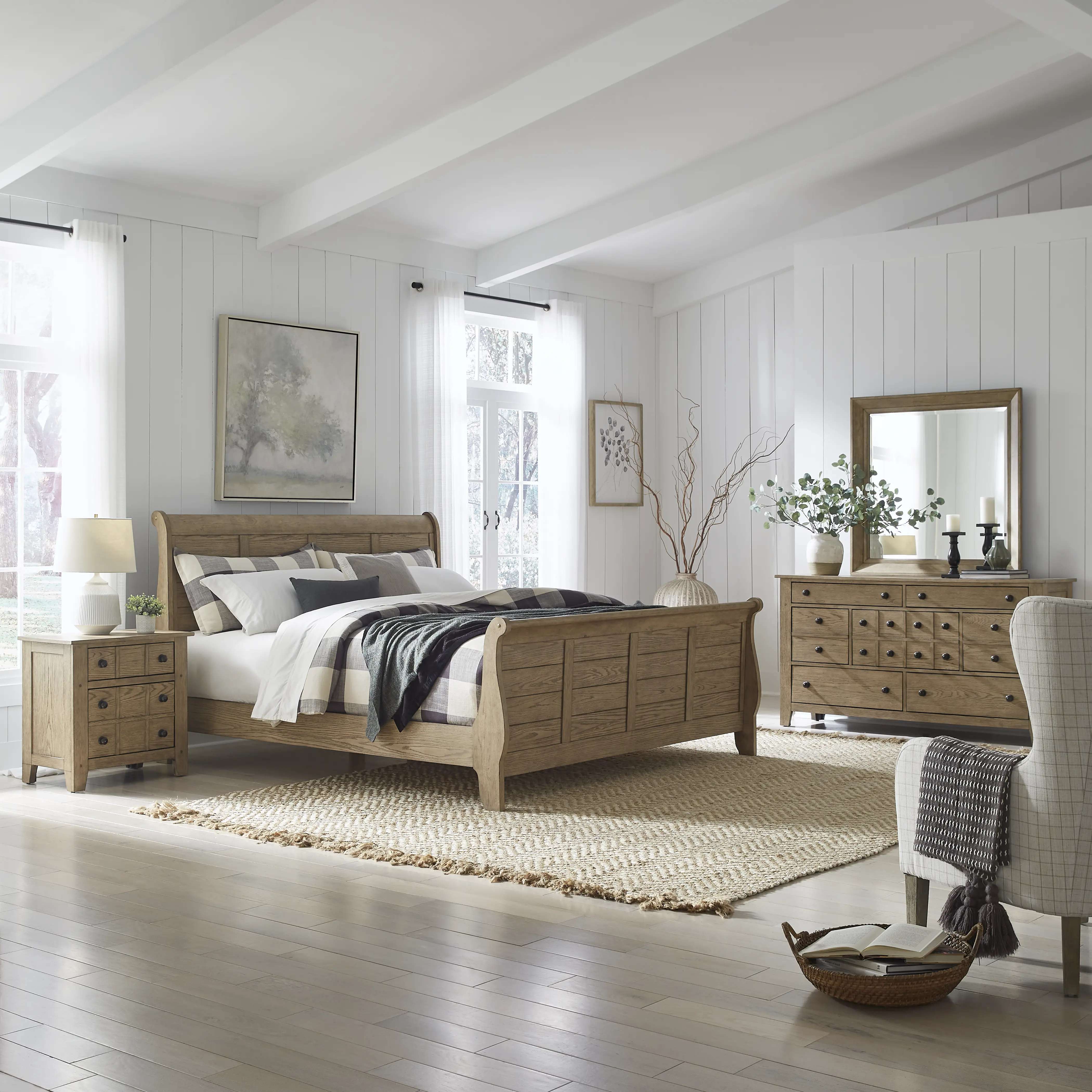 175S-BED5/0 Grandpa's Cabin Light Brown Queen Sleigh Bed-11