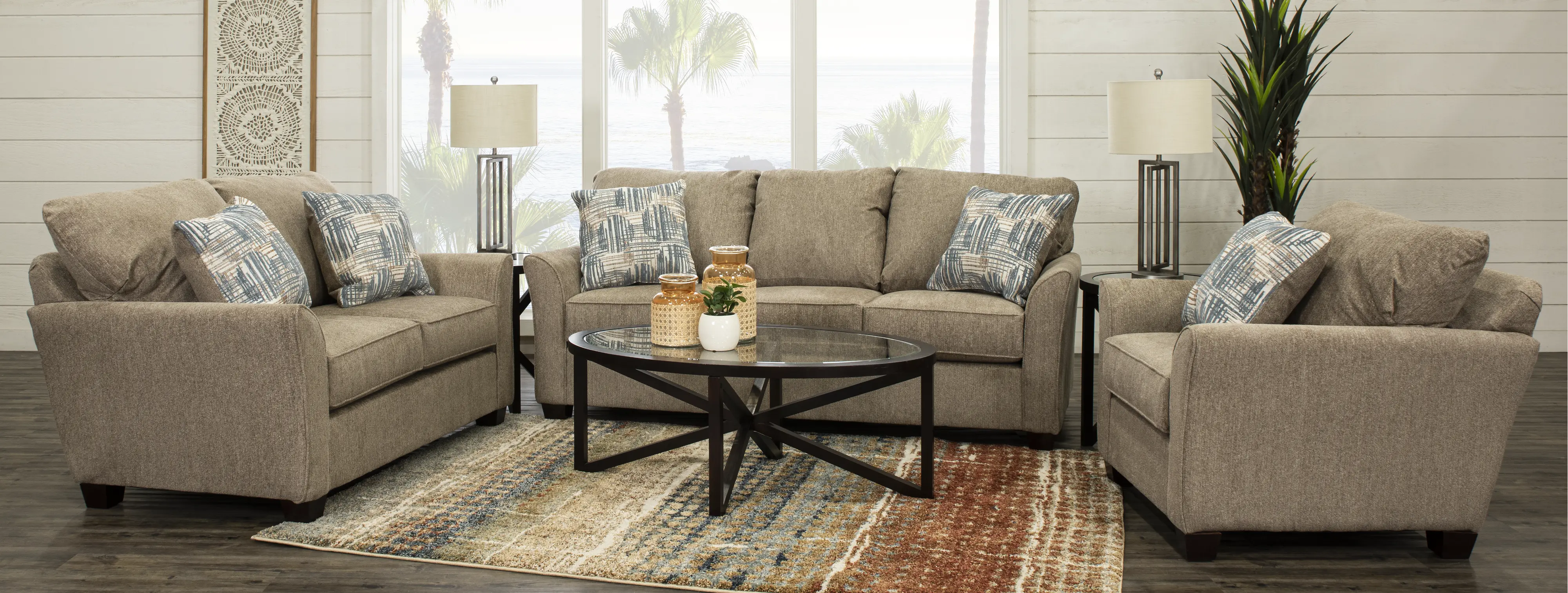 TARA3 LOVESEAT LOGAN ACORN Tara Light Brown Loveseat-2