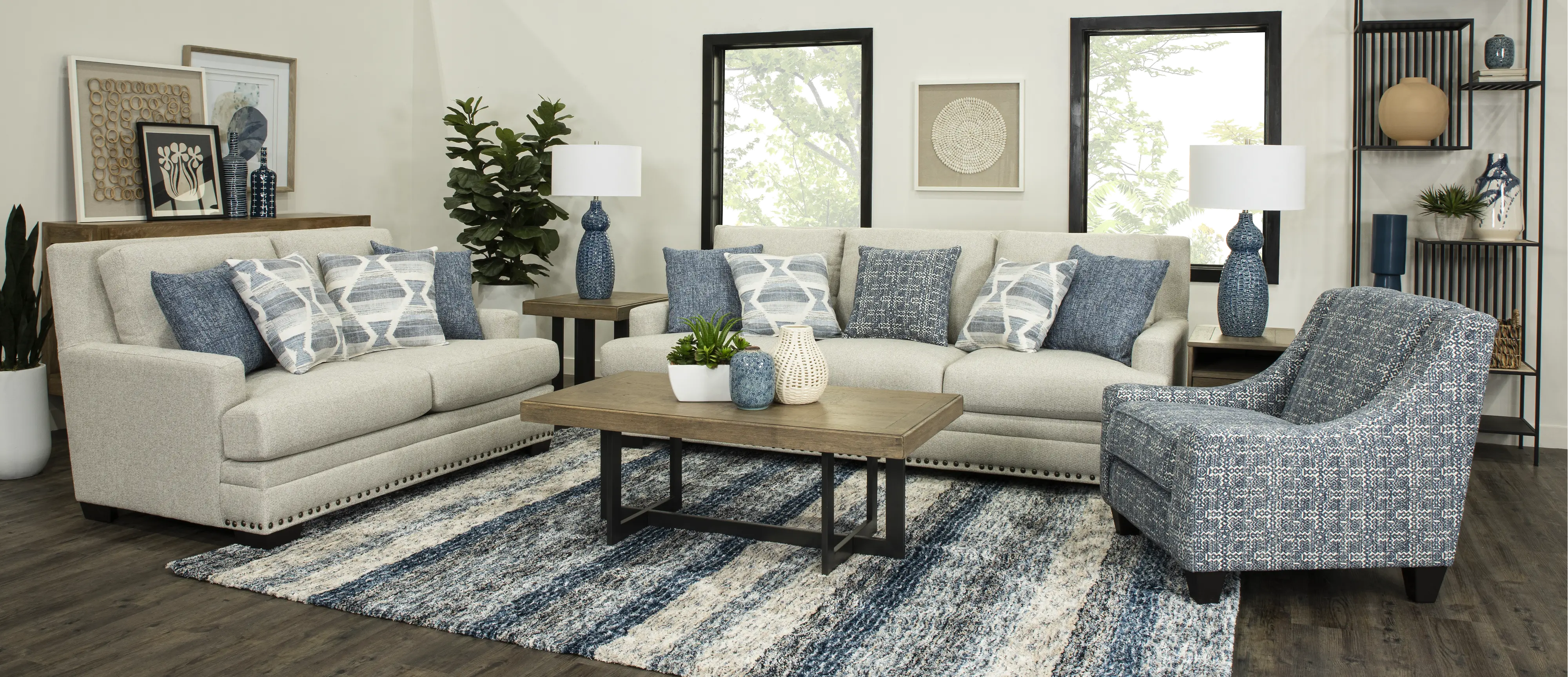 Modern Farmhouse Gray Loveseat-2