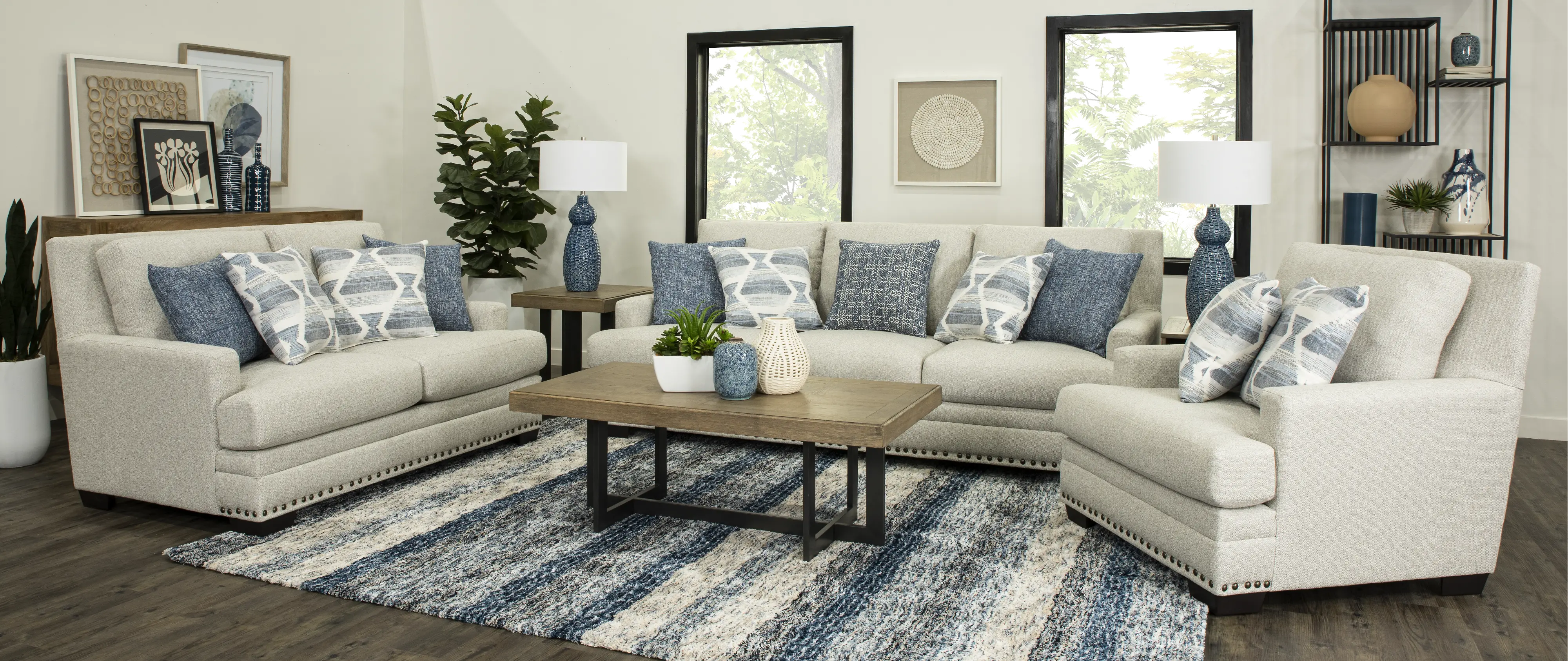 Modern Farmhouse Gray Loveseat-8