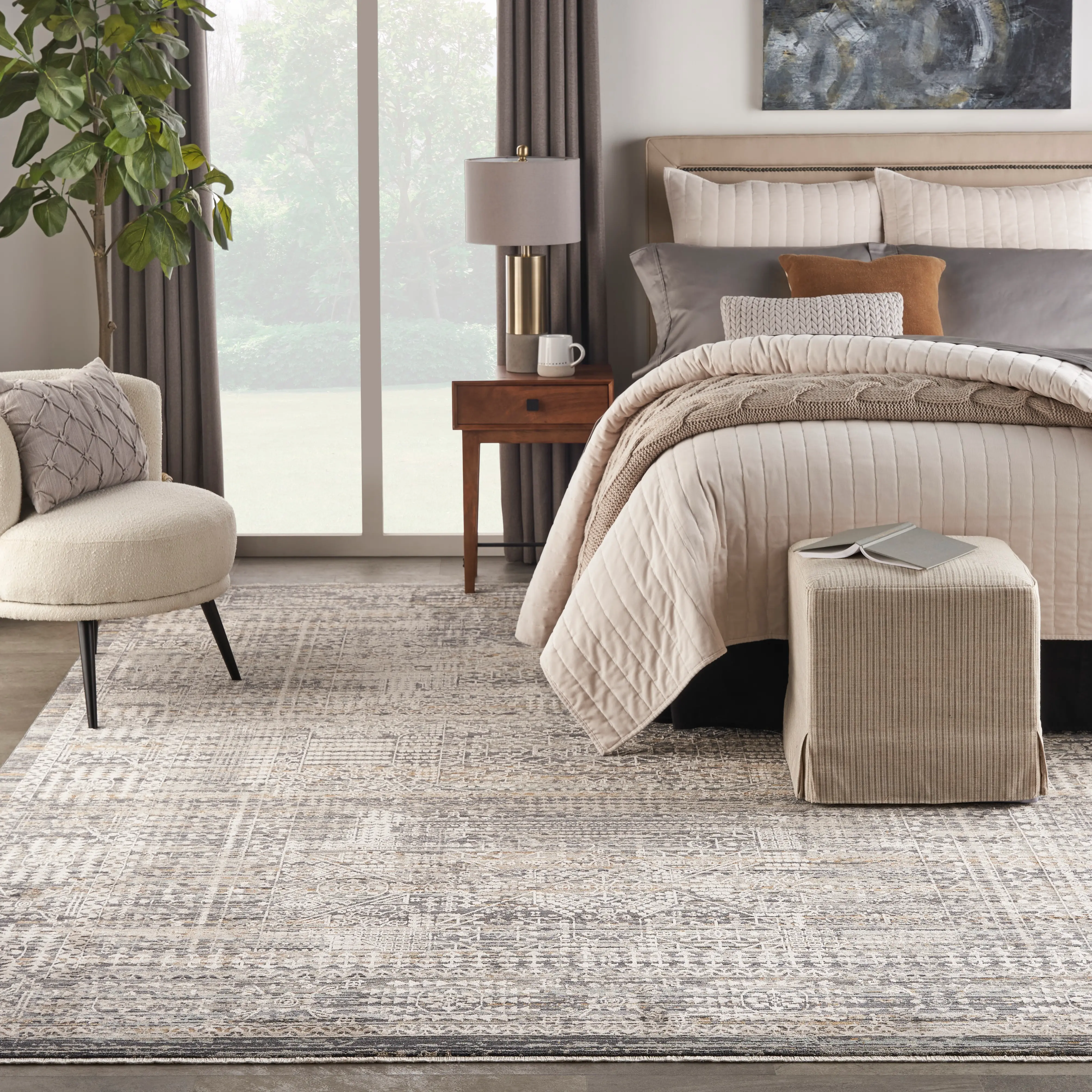 Lynx 5 x 8 Boho Slate Blue Area Rug-3
