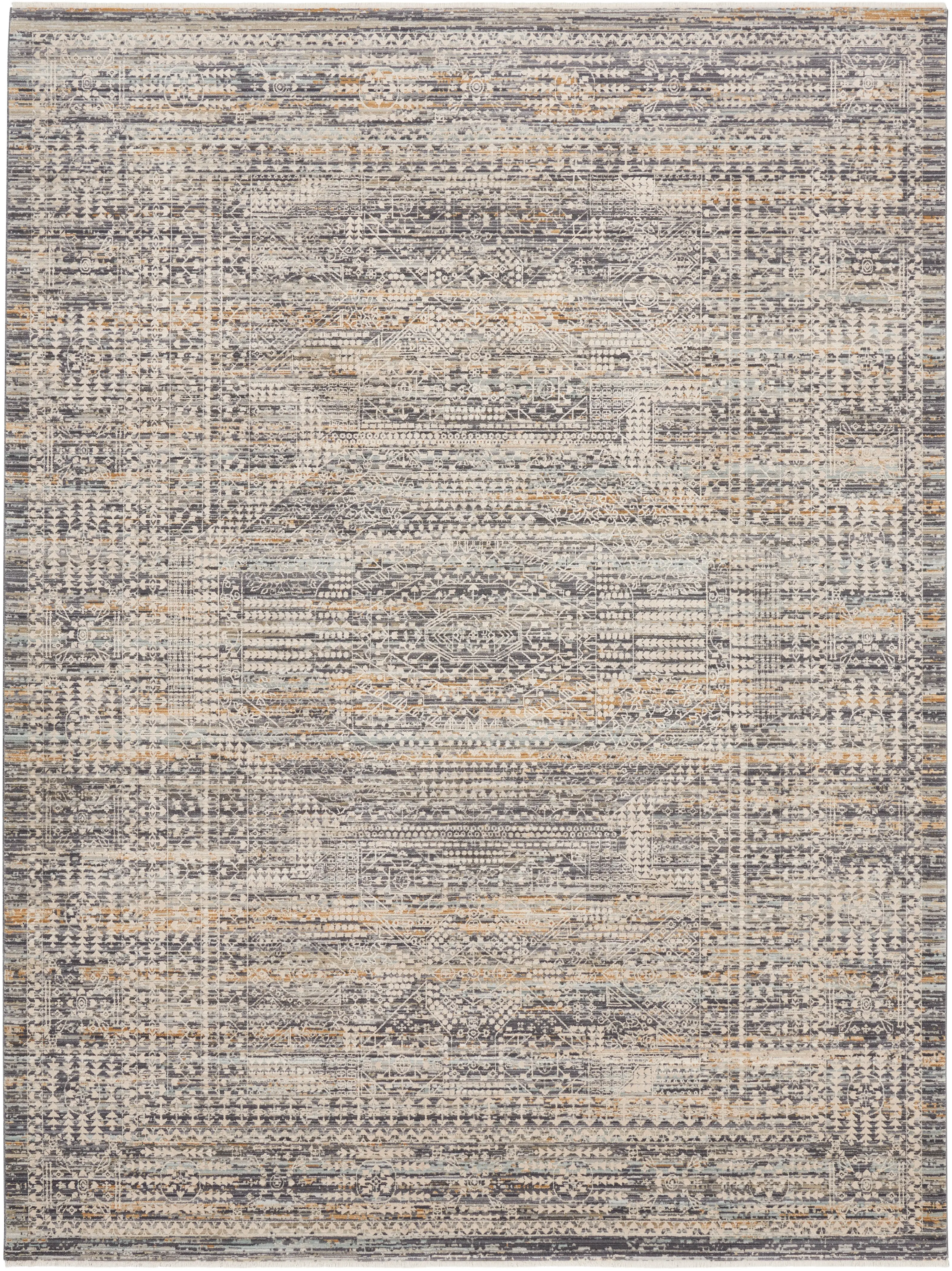 LNX05/IVSLT-7'10X10 Lynx 8 x 10 Boho Slate Blue Area Rug-1