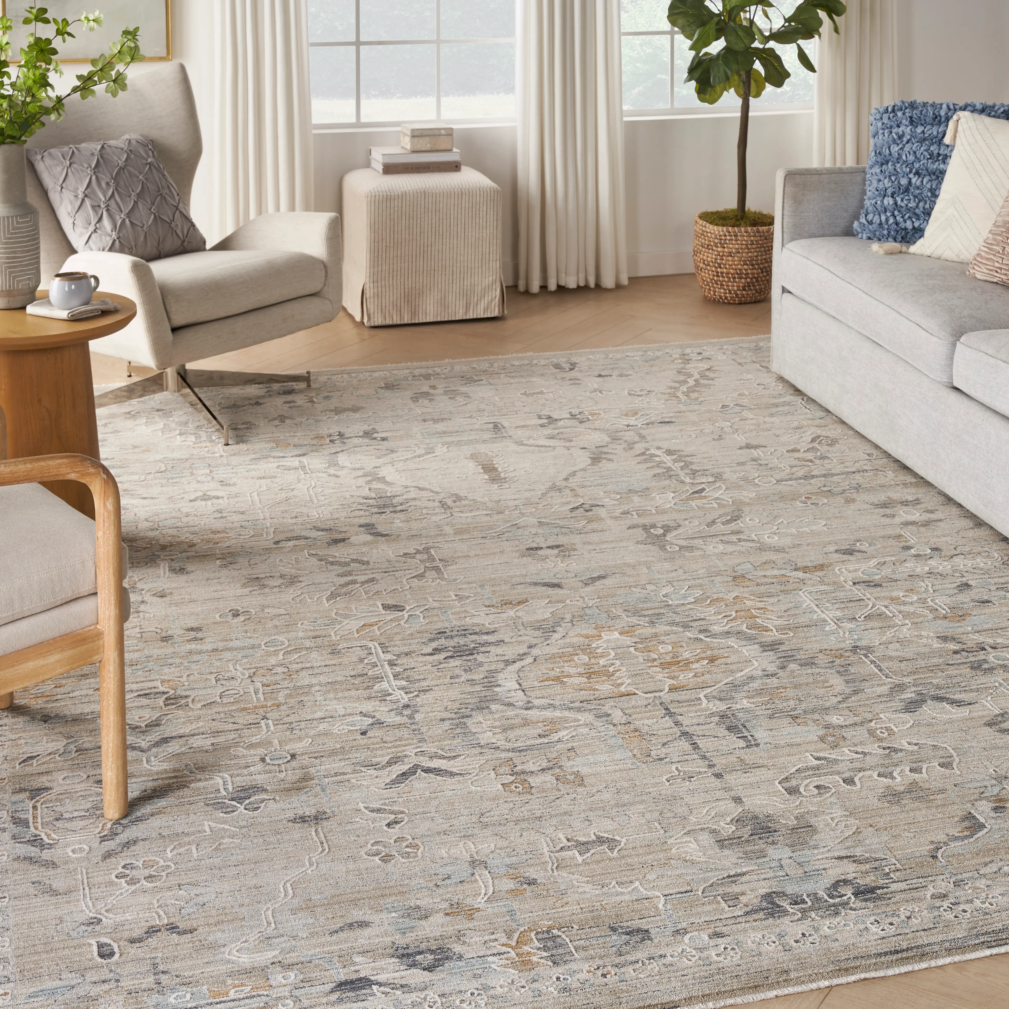 Lynx 8 x 10 Boho Ivory Taupe Area Rug-2