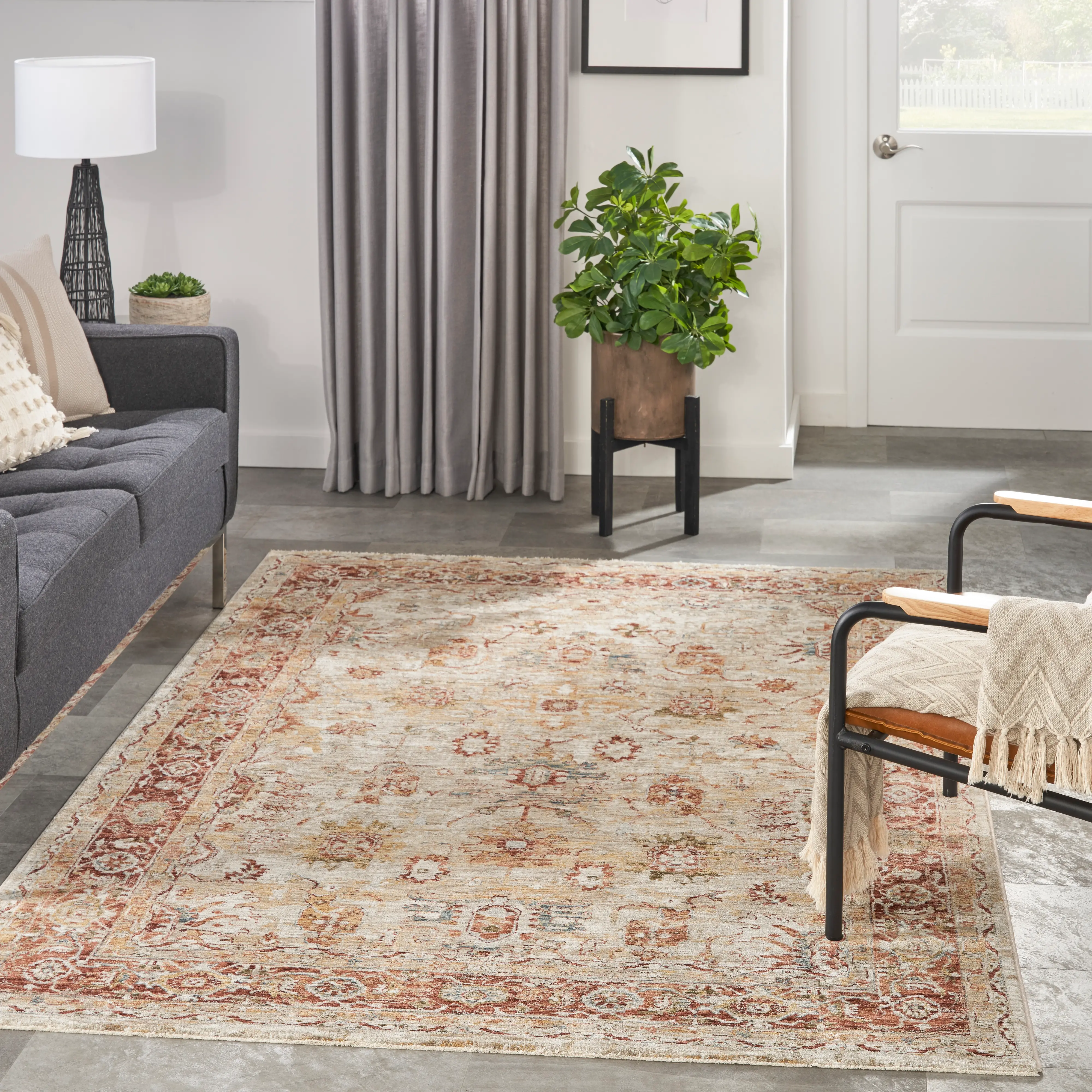 Sahar 8 x 10 Ivory Medallion Area Rug-3