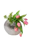 12  Pink Tulips in Silver Vase