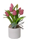 14  Pink Tulip White Vase