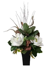 37  Magnolia Feather Metal Planter