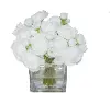 7  White Ranunculus Glass Square Vase