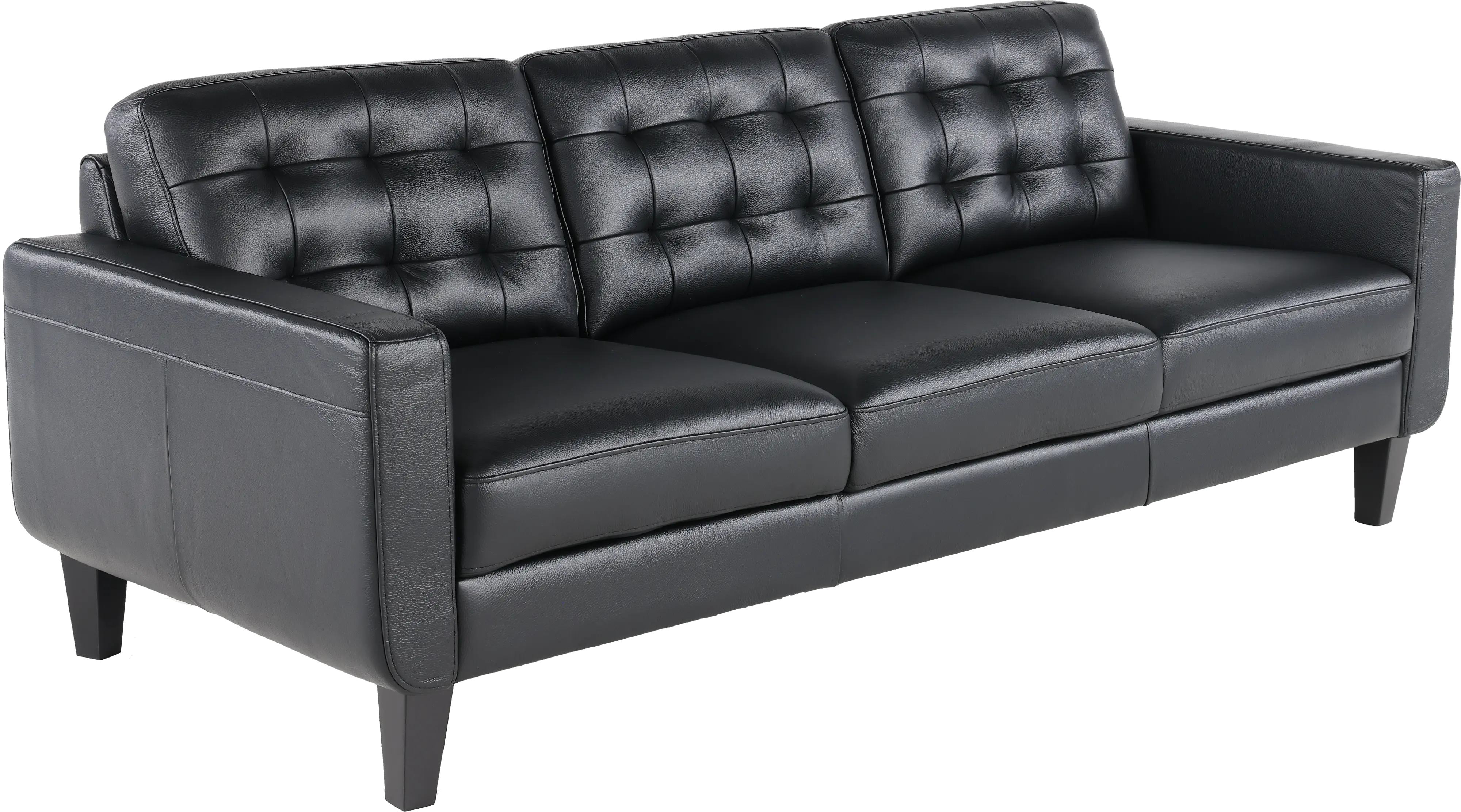Cameron Black Leather Sofa-4