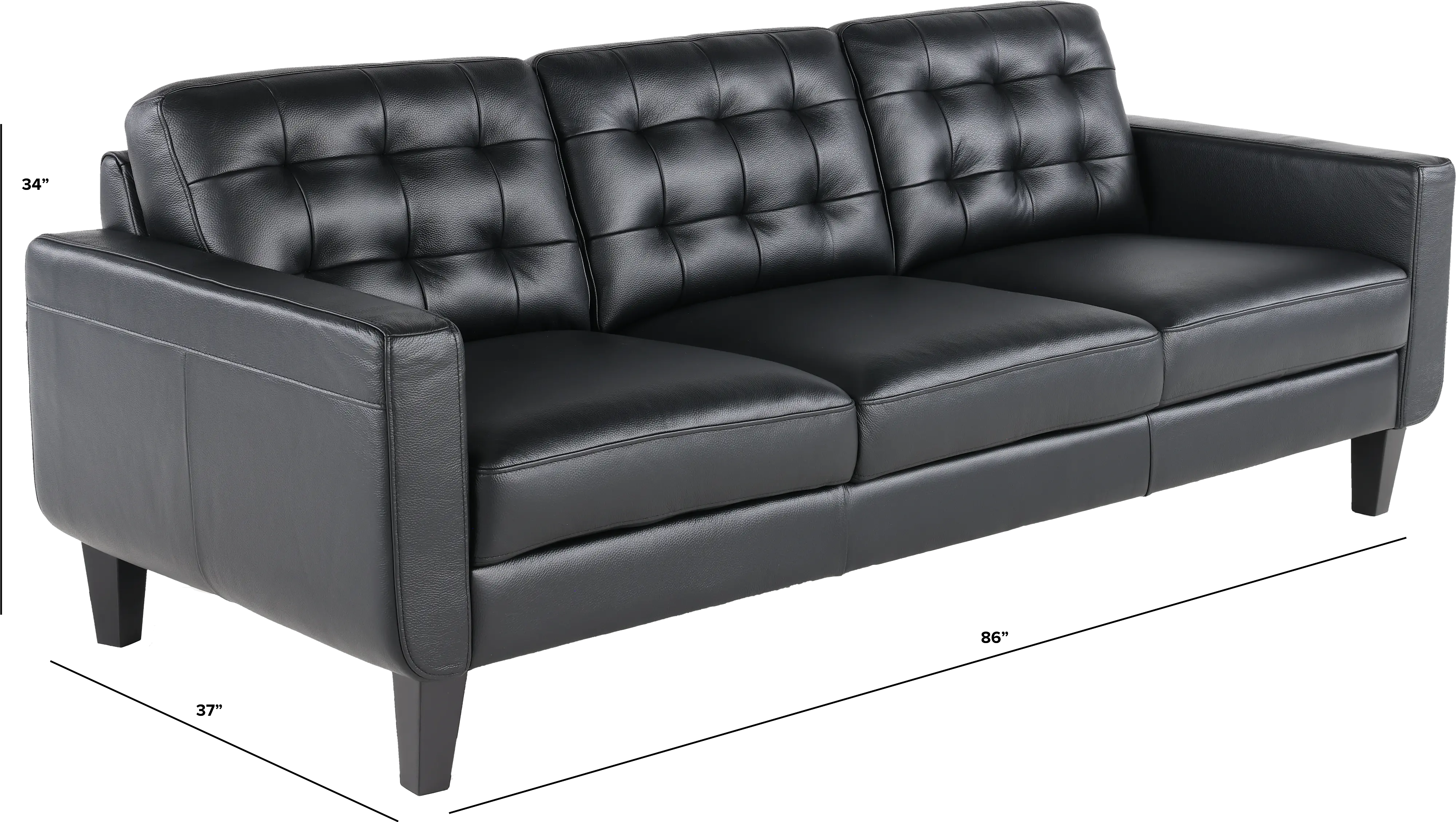 Cameron Black Leather Sofa-3