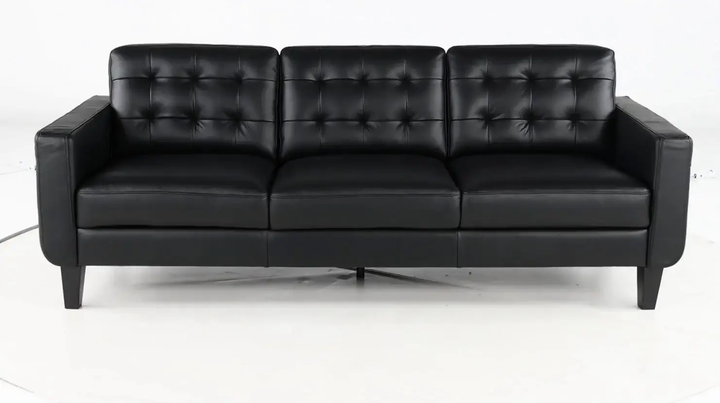 Cameron Black Leather Sofa-8