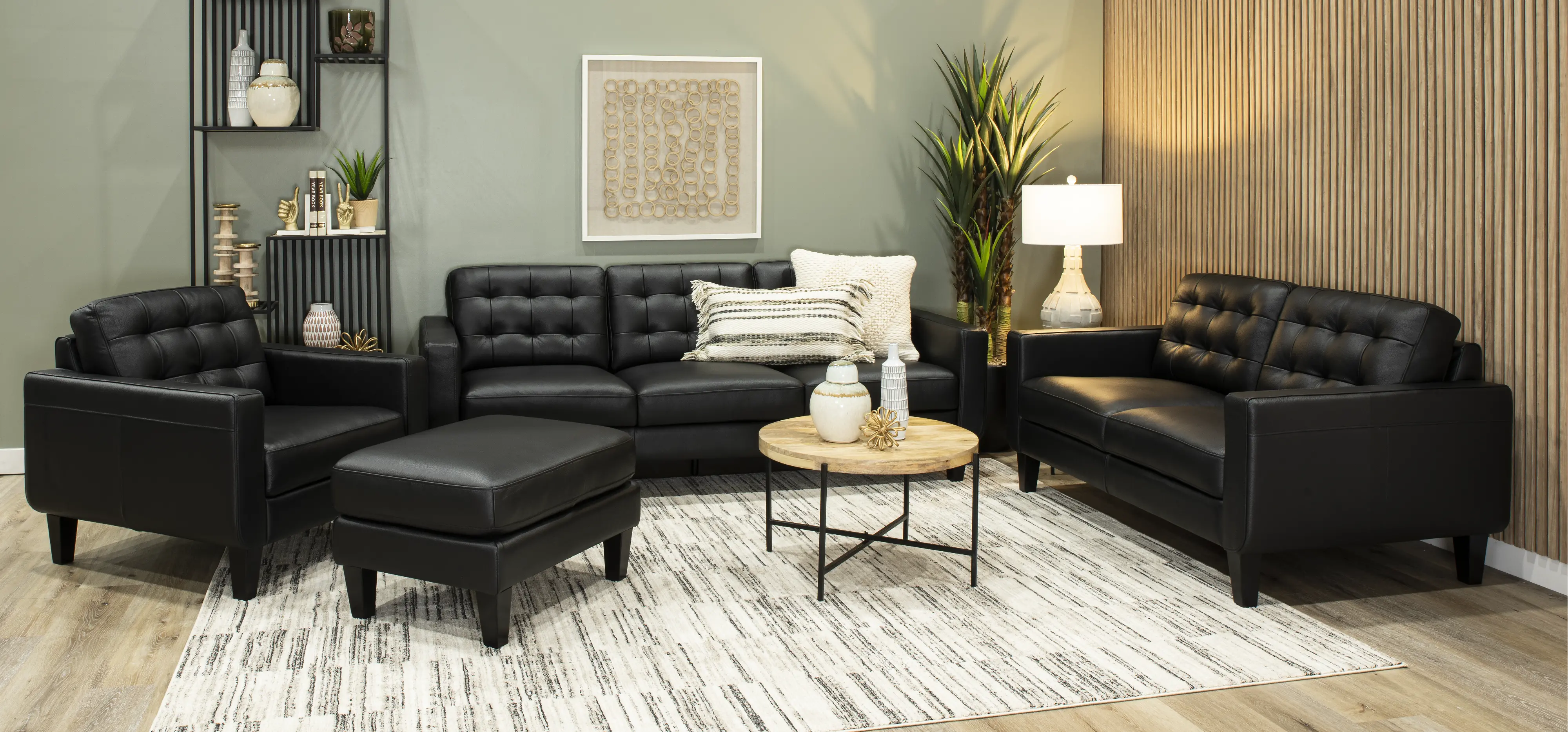 Cameron Black Leather Loveseat-2
