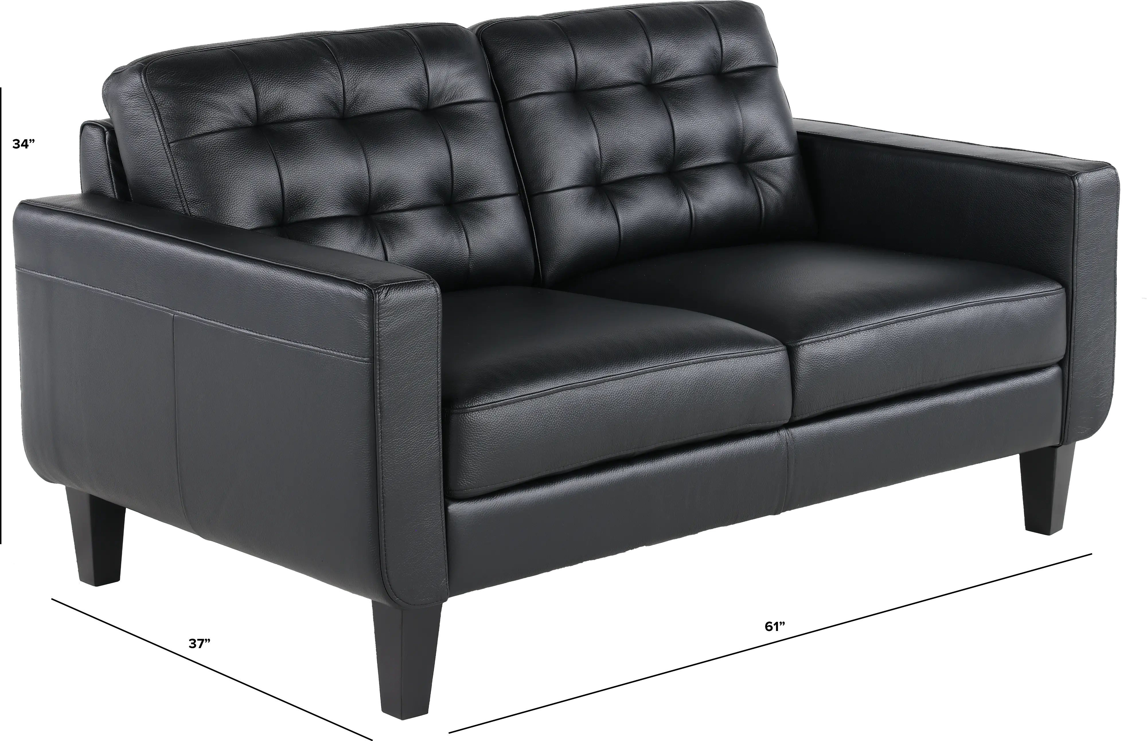 Cameron Black Leather Loveseat-3