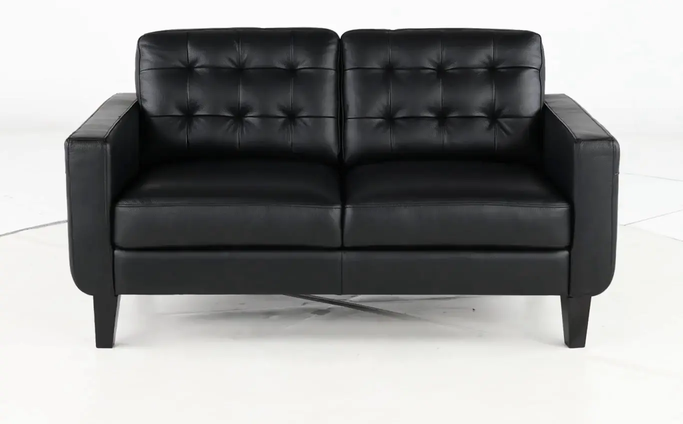 Cameron Black Leather Loveseat-8