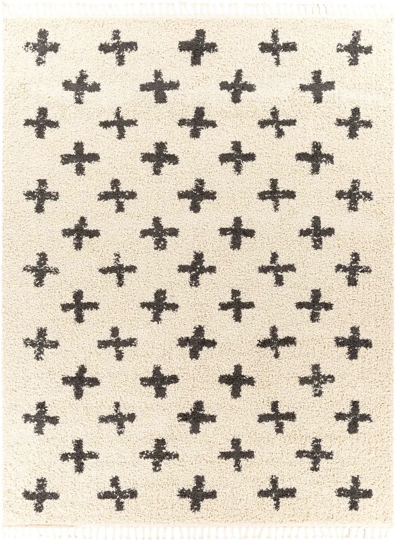 Berber 5 x 7 Contemporary Swiss Cream Shag Rug