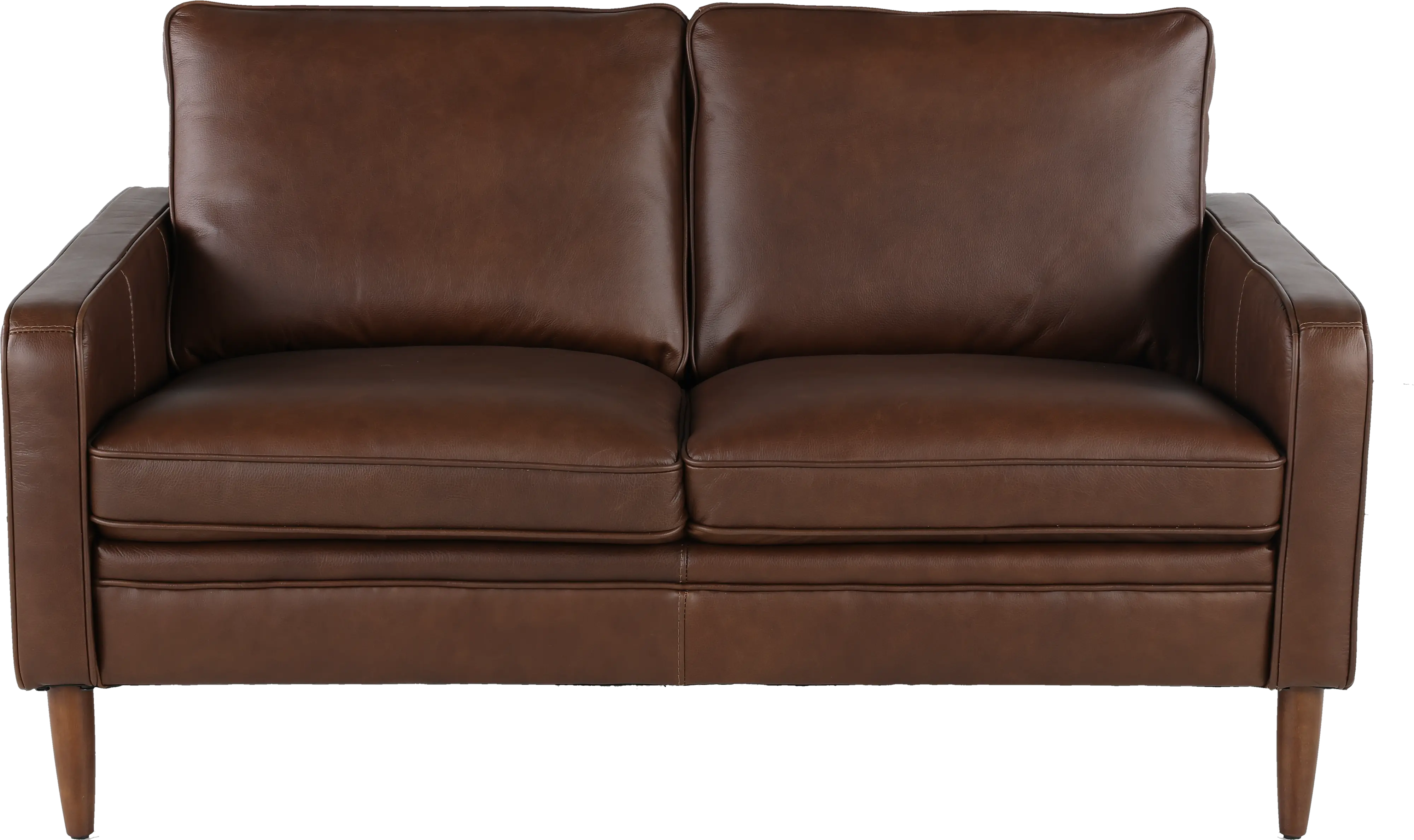 Volcano Brown Leather Loveseat-1