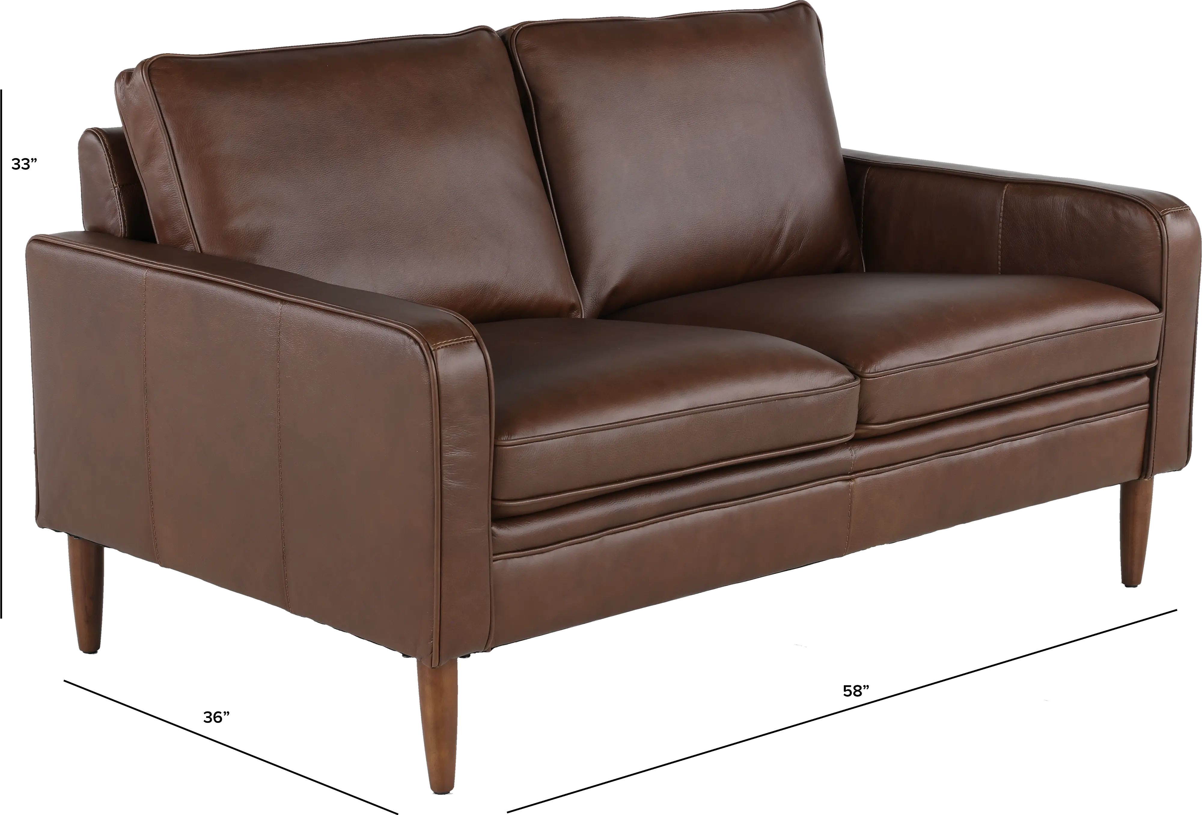 Volcano Brown Leather Loveseat-3