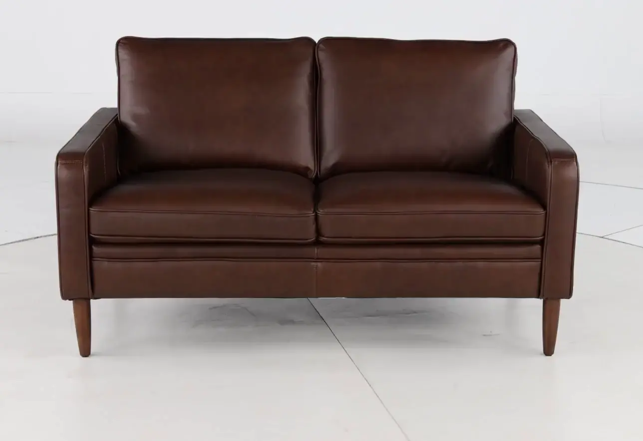 Volcano Brown Leather Loveseat-5