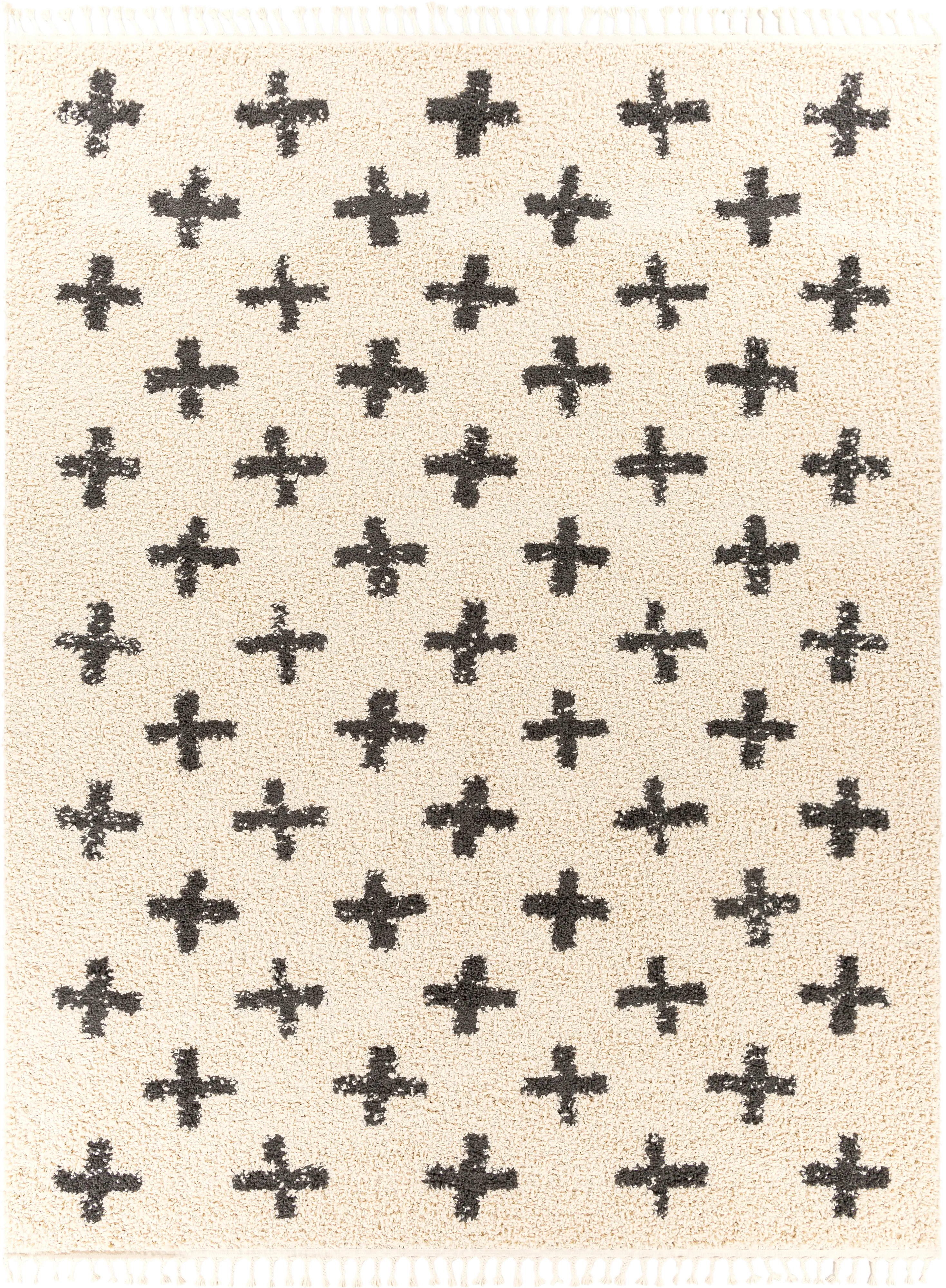 BBE2310-710103-7X10 Berber 8 x 10 Contemporary Swiss Cream Shag Rug-1