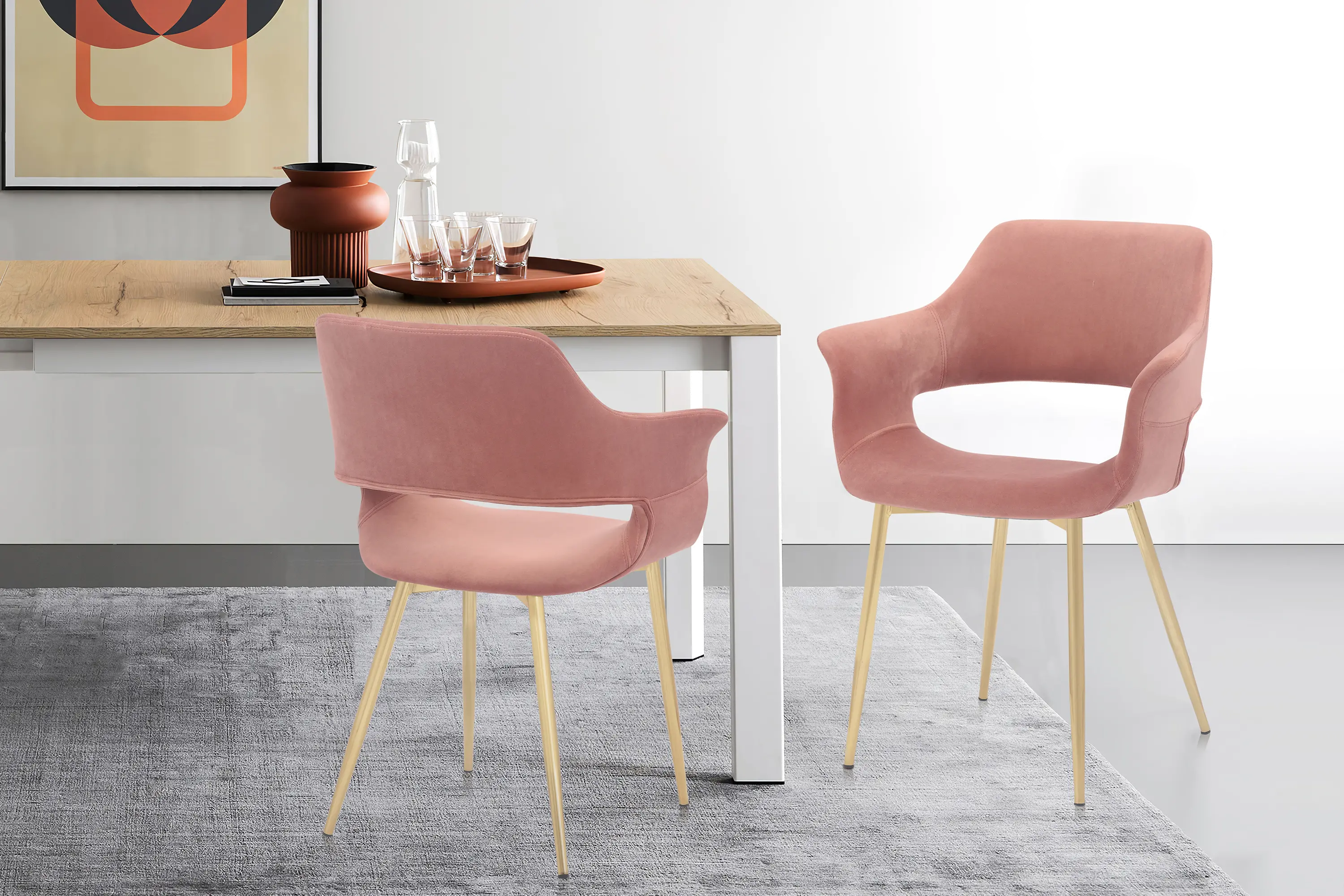 LCGICHPINK Gigi Pink Dining Room Arm Chair (Set of 2)-2
