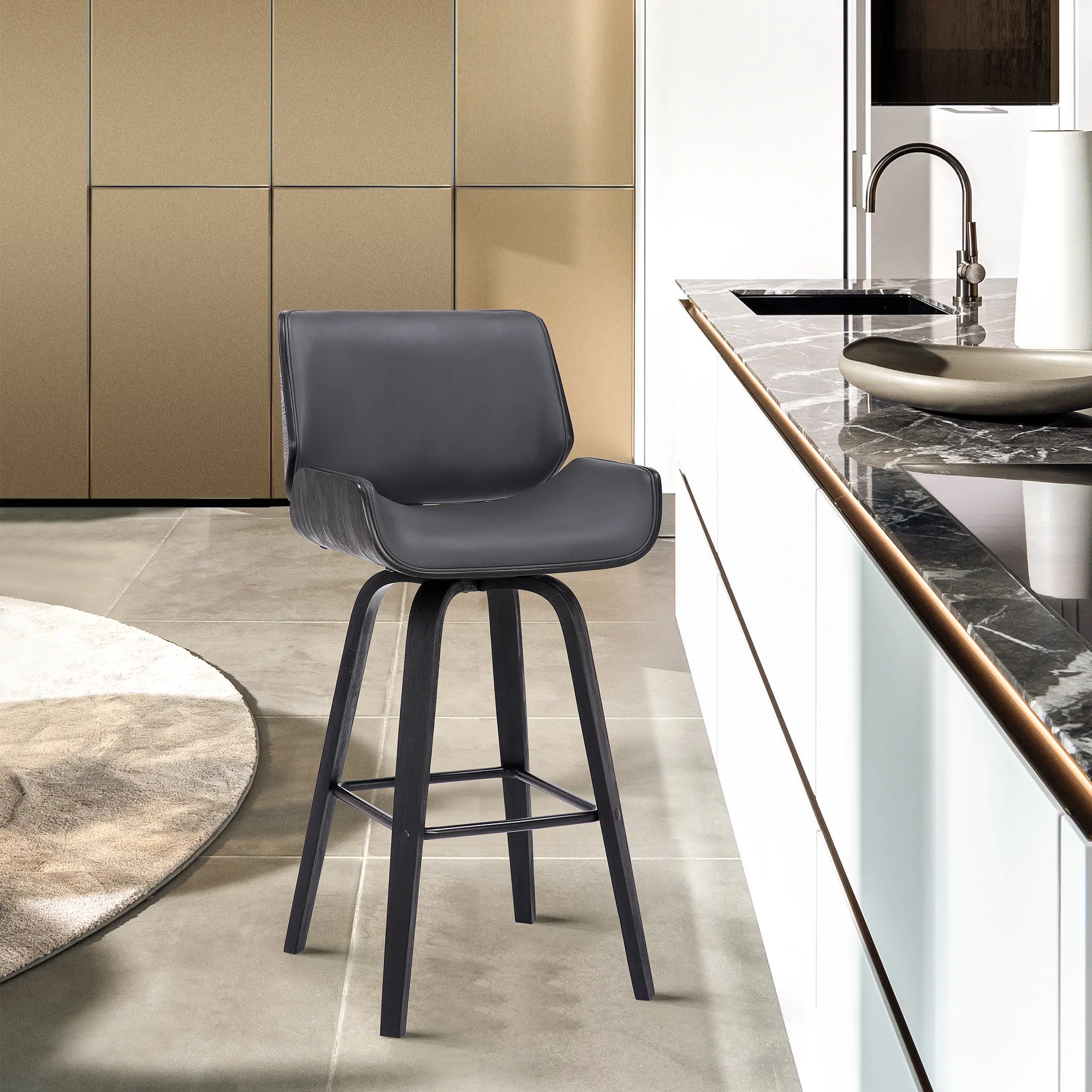LCTYBAGRBL26 Tyler Gray and Black Swivel Counter Height Stool-2