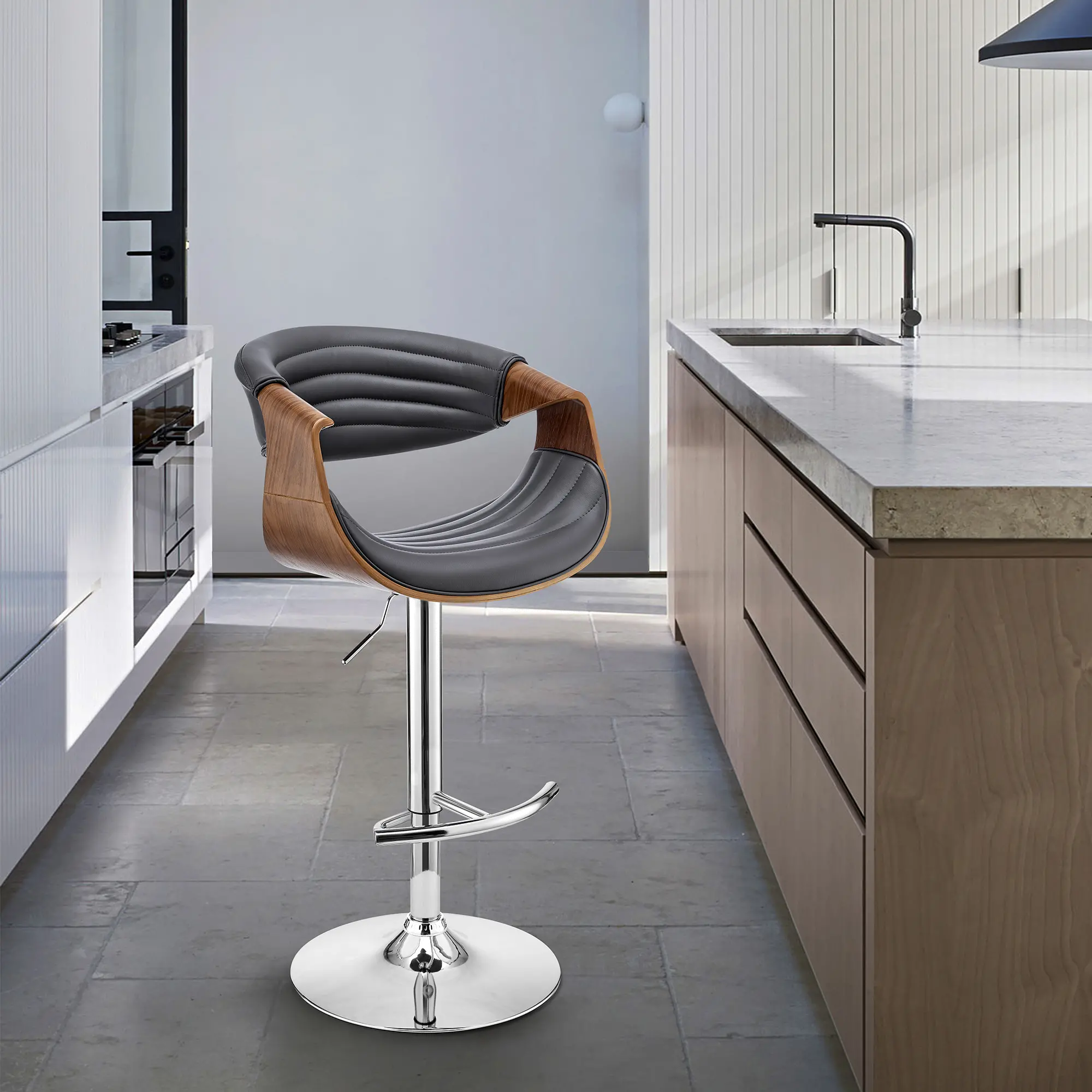 LCGNBAWAGR Gionni Gray and Walnut Adjustable Height Stool-2