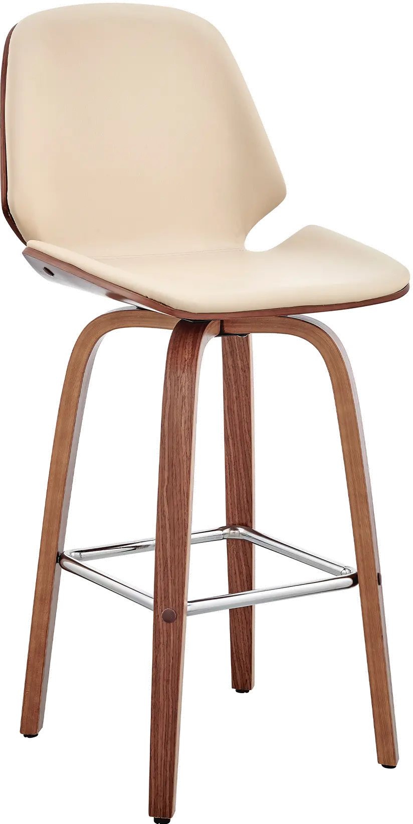 LCAABAWACR26 Arabela Cream and Walnut Swivel Counter Height Stool-1