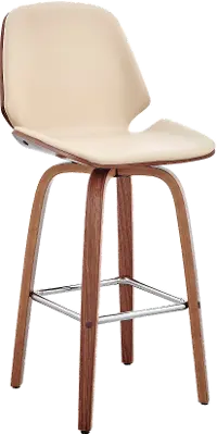LCAABAWACR26 Arabela Cream and Walnut Swivel Counter Height Stool