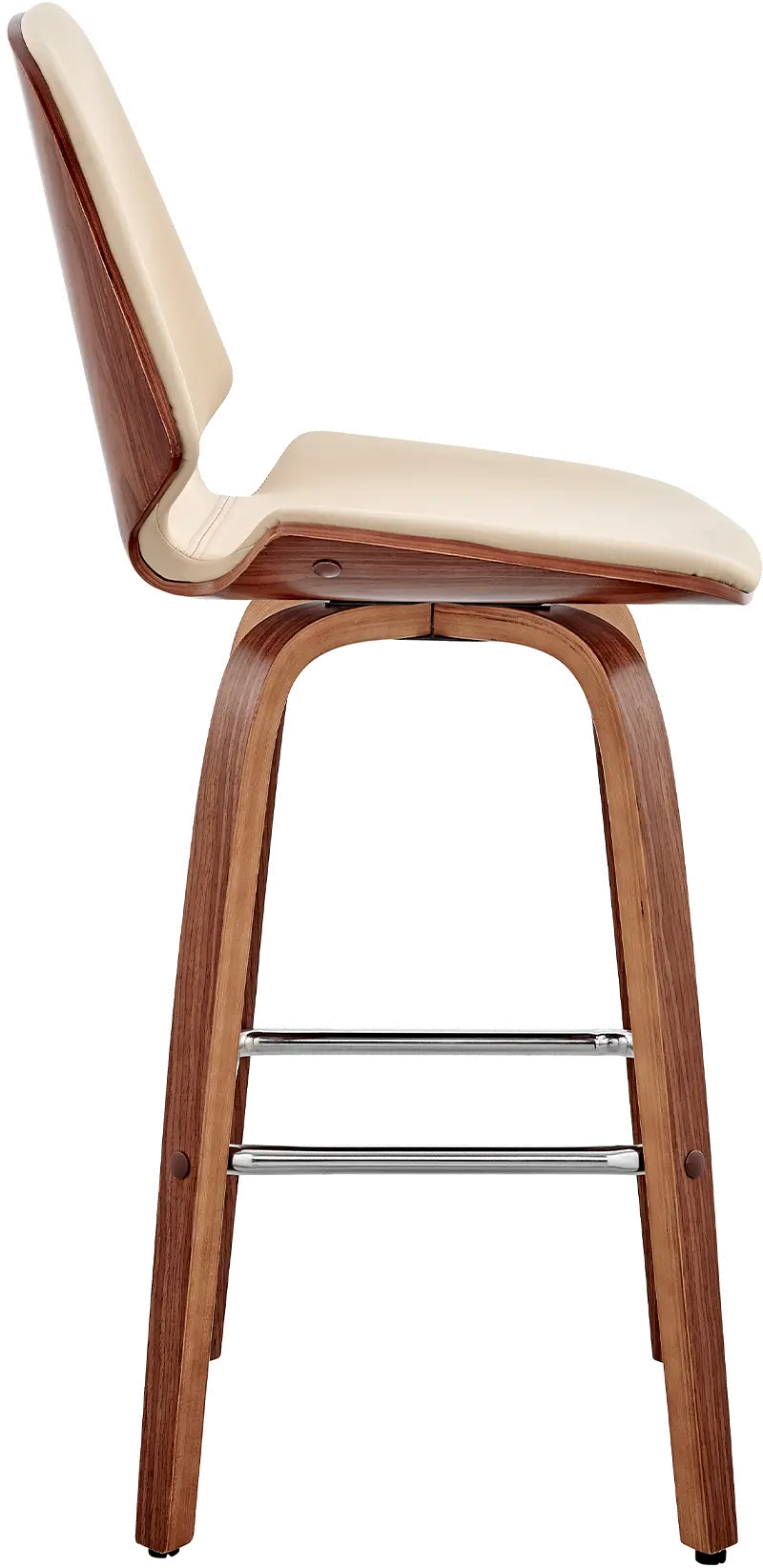 LCAABAWACR26 Arabela Cream and Walnut Swivel Counter Height Stool-4
