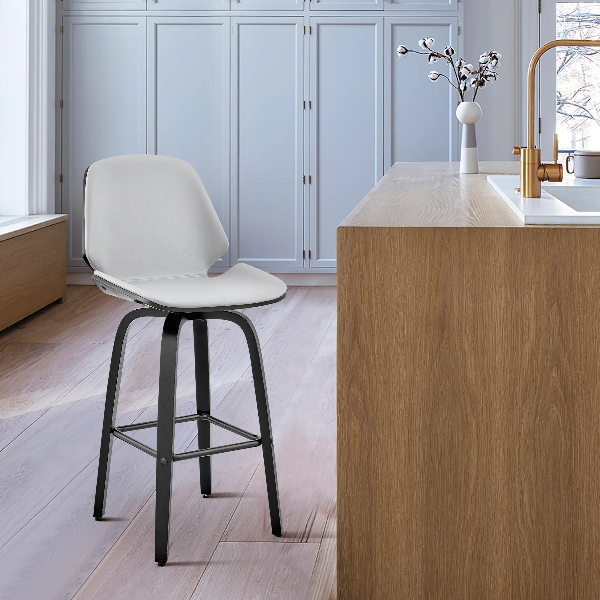 LCAABABLGR26 Arabela Gray and Black Swivel Counter Height Stool-2