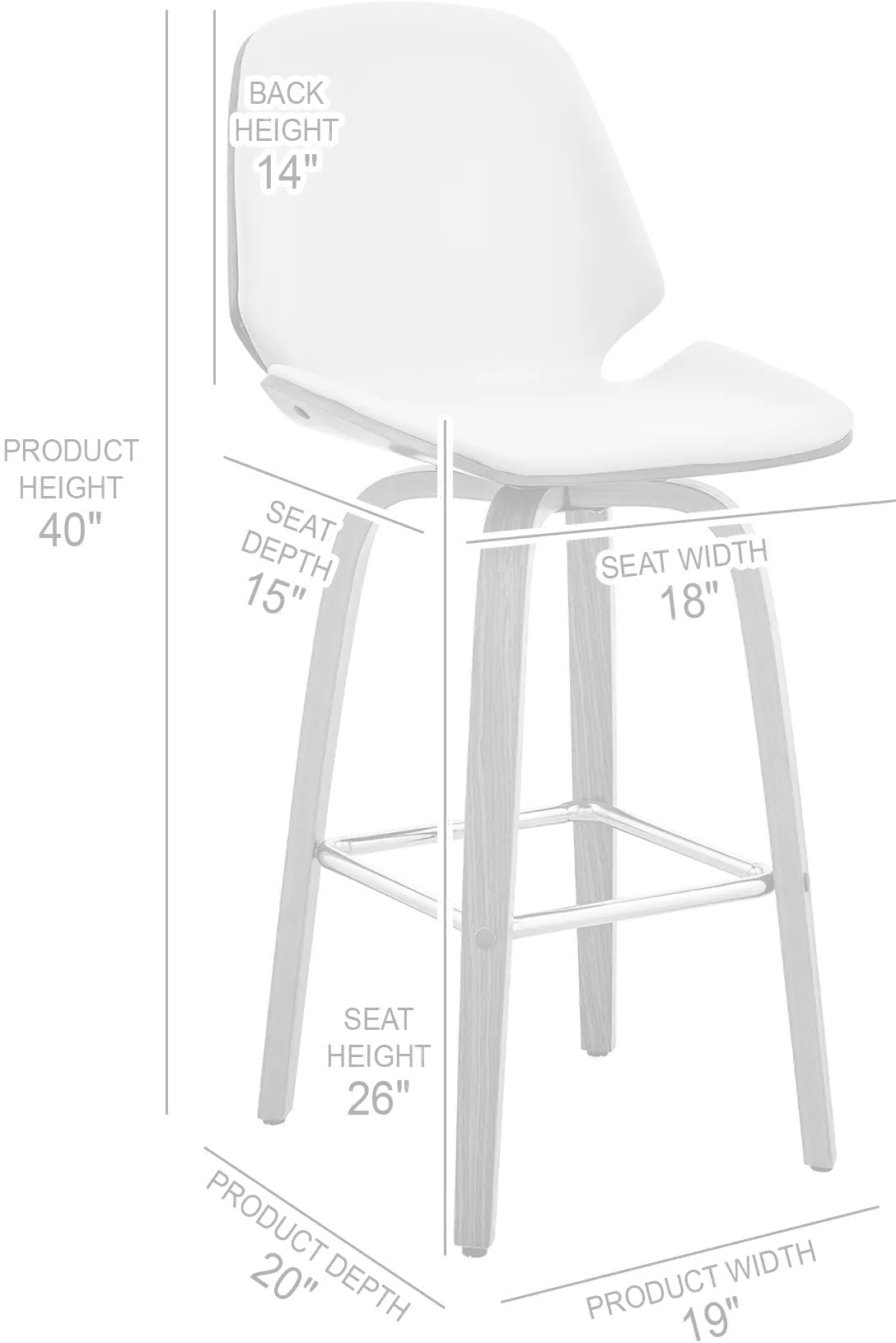 LCAABABLGR26 Arabela Gray and Black Swivel Counter Height Stool-6