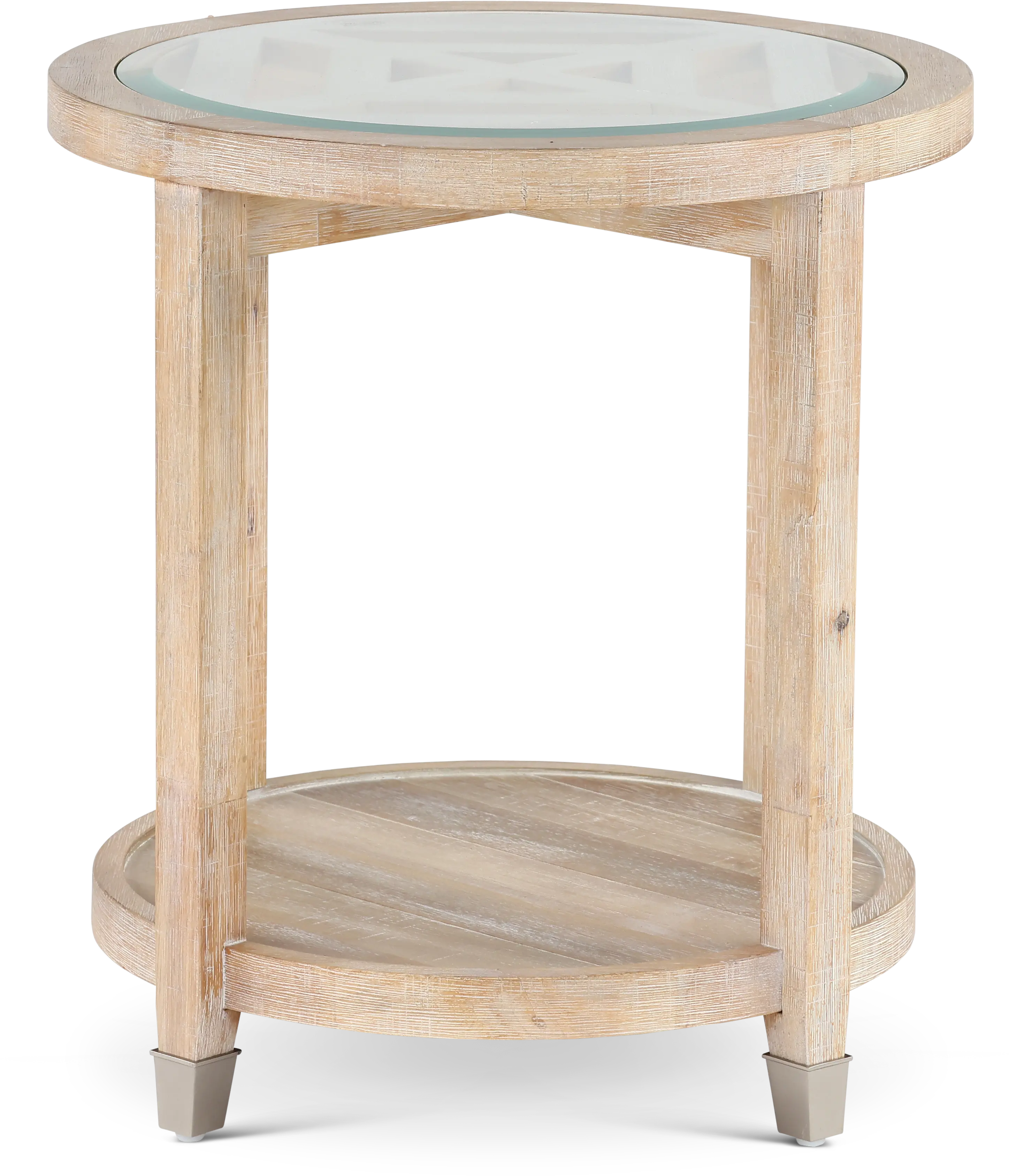 Morgan  Acacia Natural Glass Top End Table-1