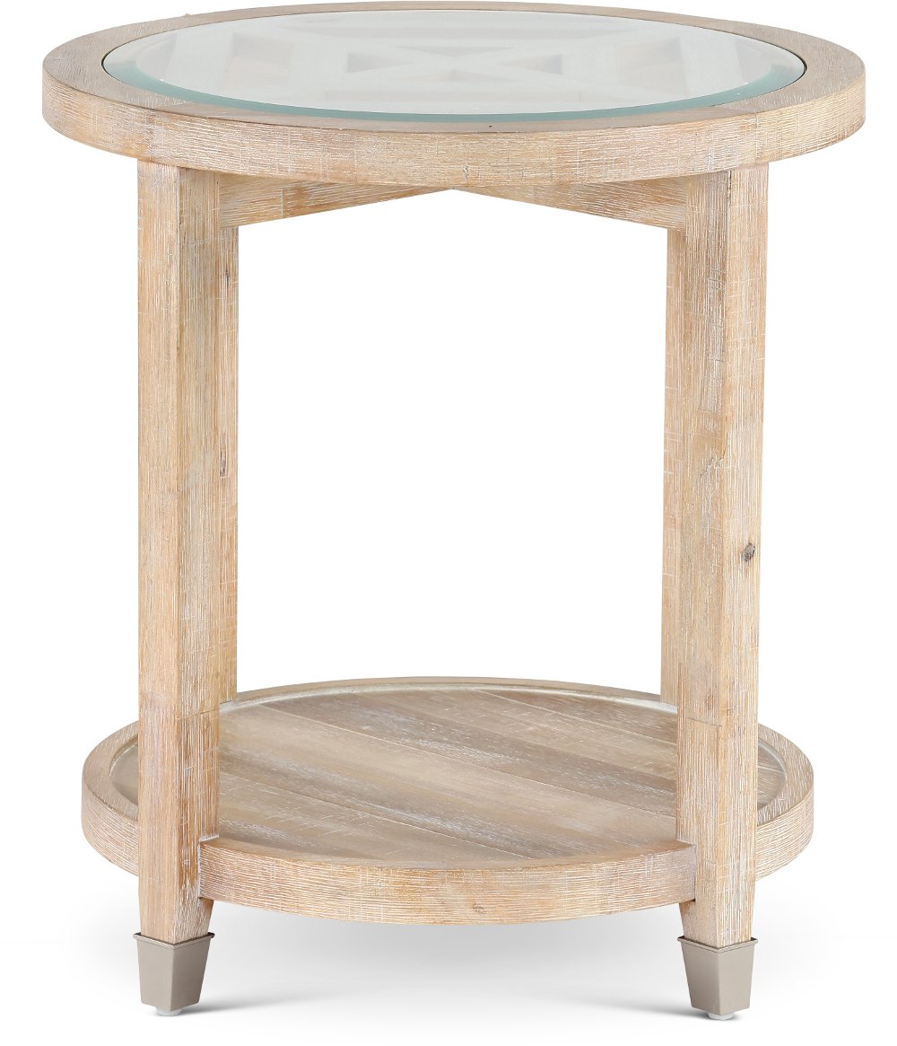 Morgan  Acacia Natural Glass Top End Table