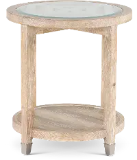 Morgan  Acacia Natural Glass Top End Table