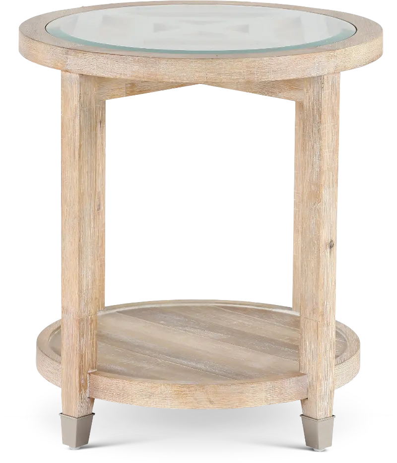 Morgan  Acacia Natural Glass Top End Table