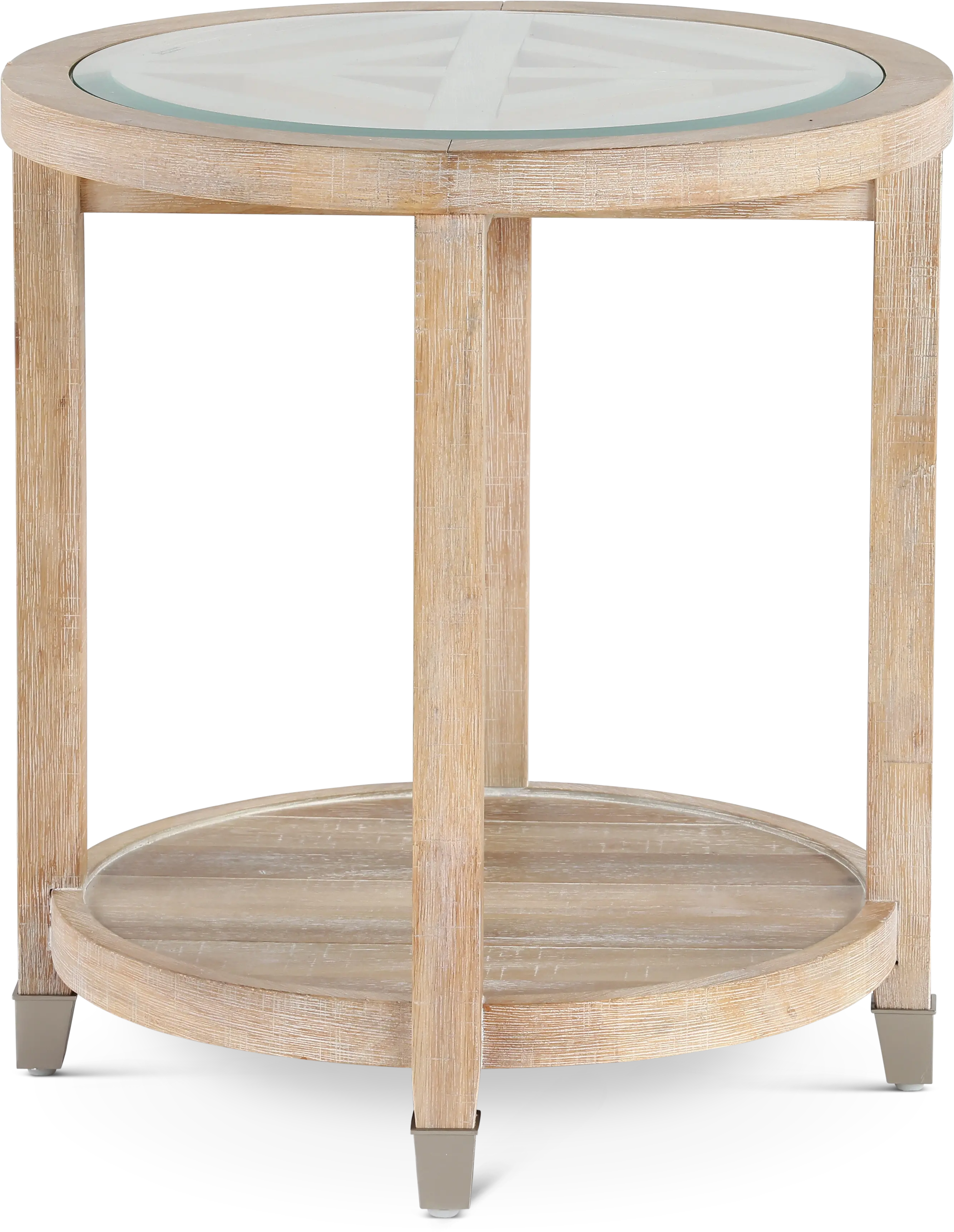 Morgan  Acacia Natural Glass Top End Table-3