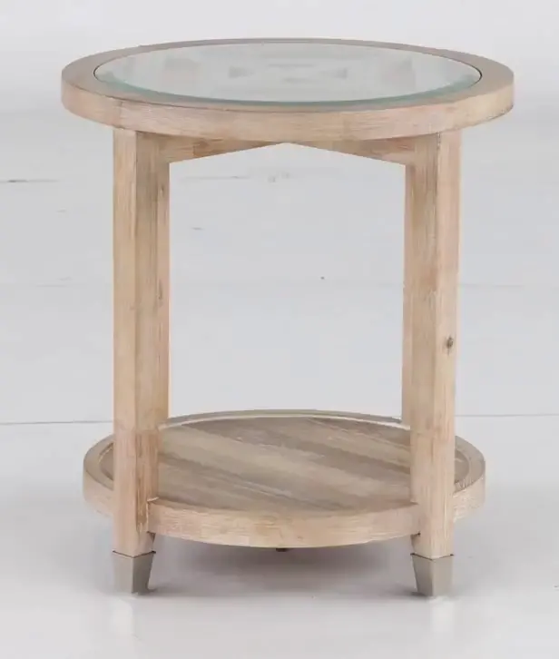 Morgan  Acacia Natural Glass Top End Table-6