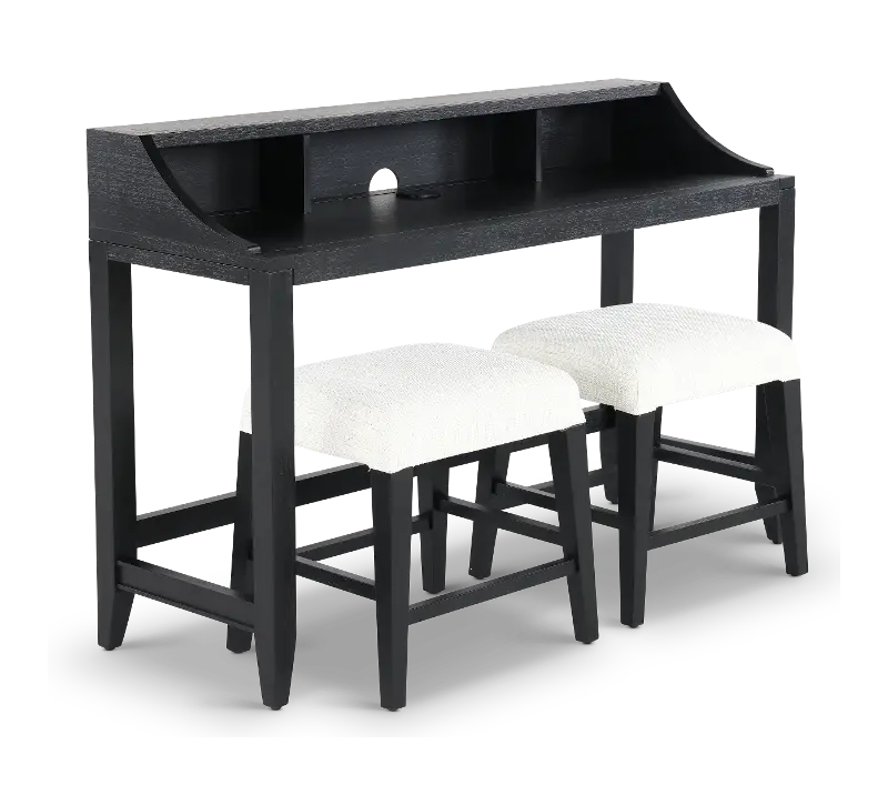 Callahan Domino Black Sofa Table and Stool Set