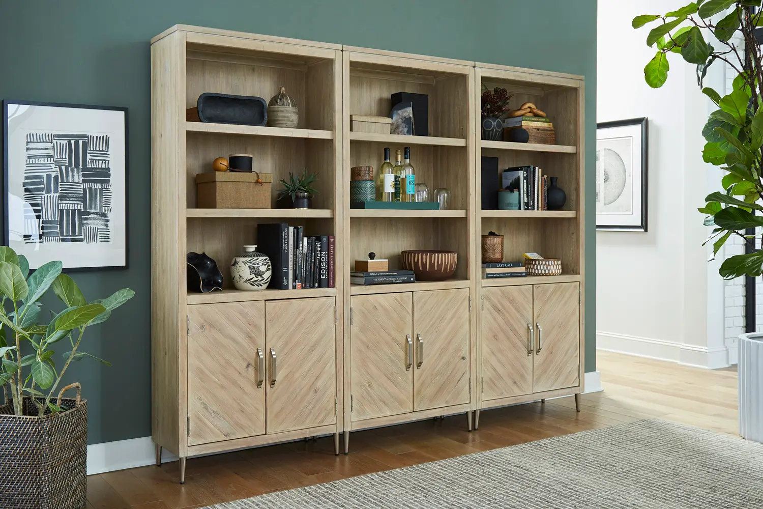 Morgan Acacia Wood Door Bookcase-2