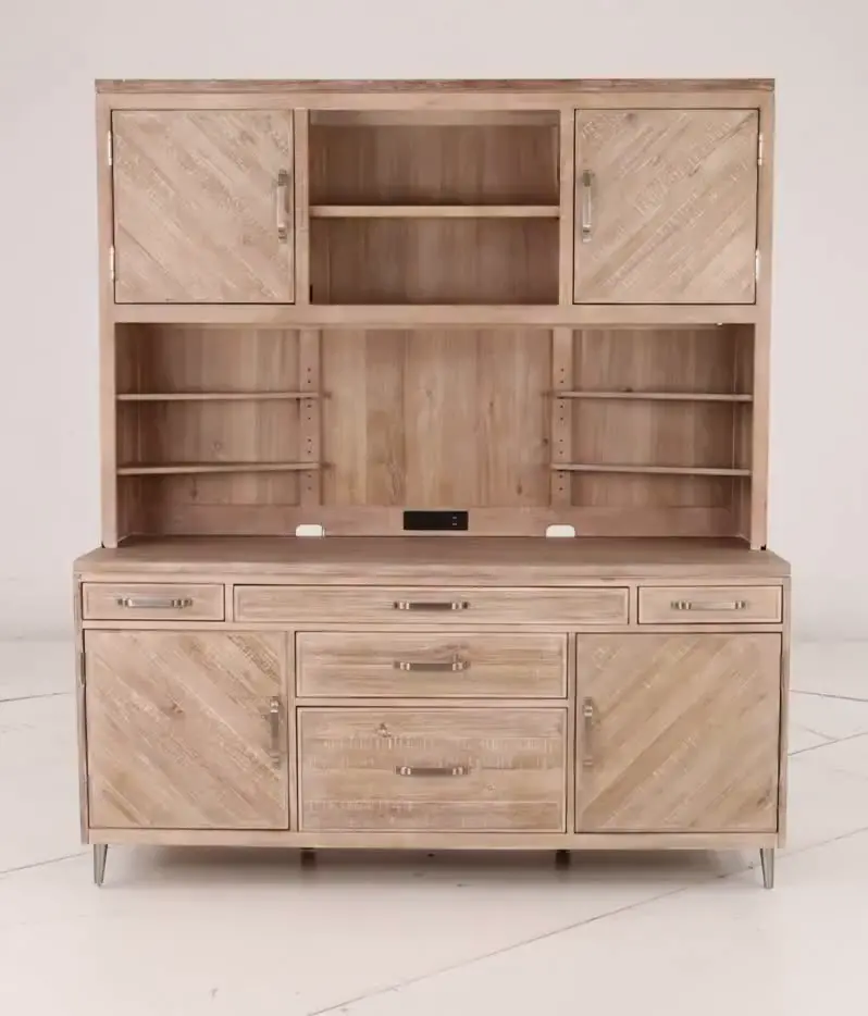 Morgan Light Brown Credenza Hutch-11