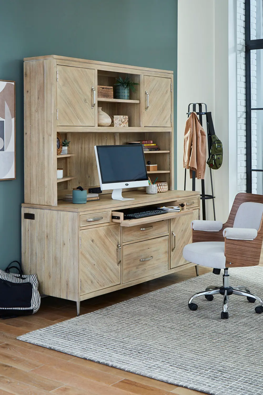Morgan Light Brown Credenza Hutch-2