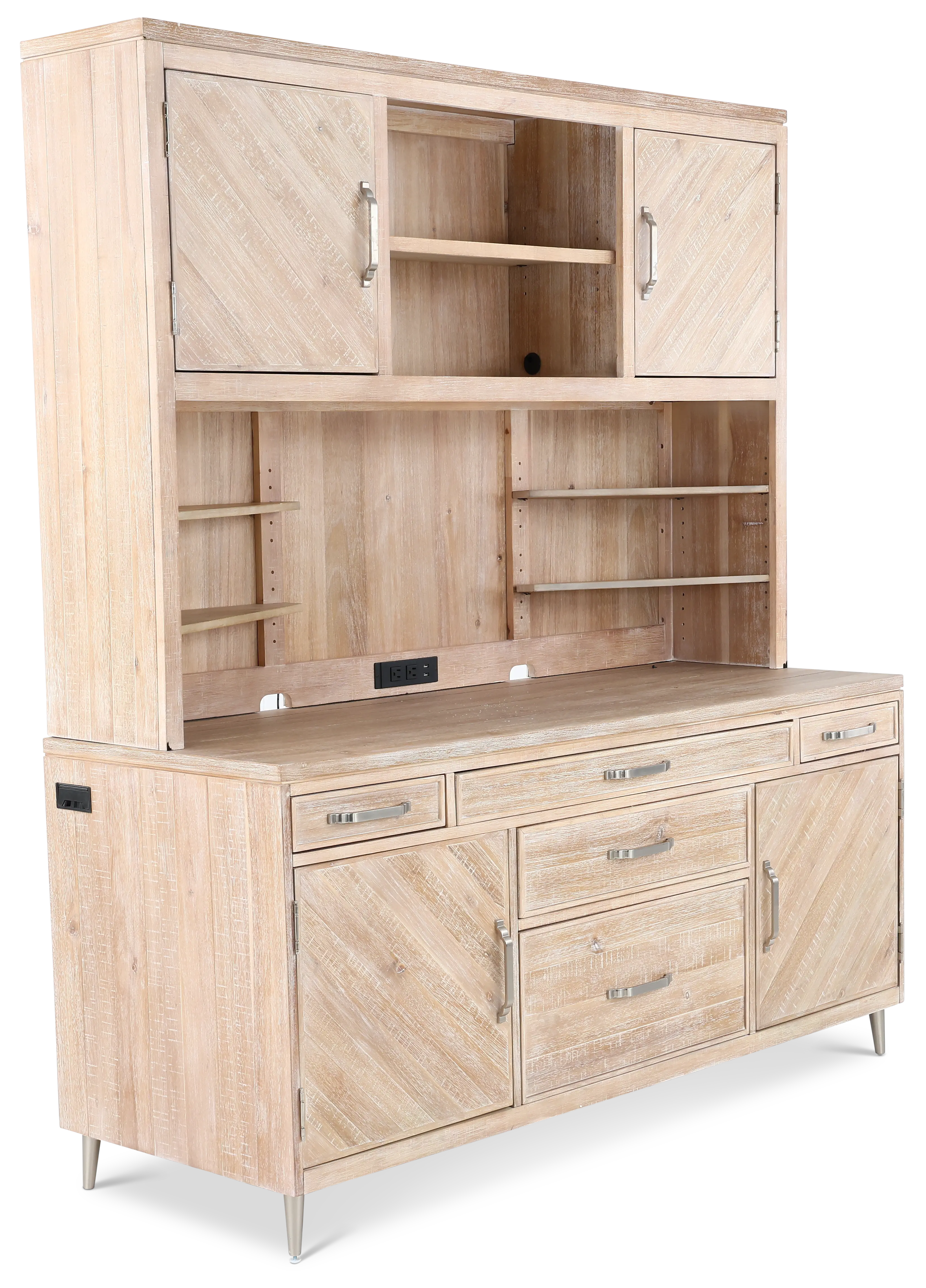 Morgan Light Brown Credenza Hutch-4