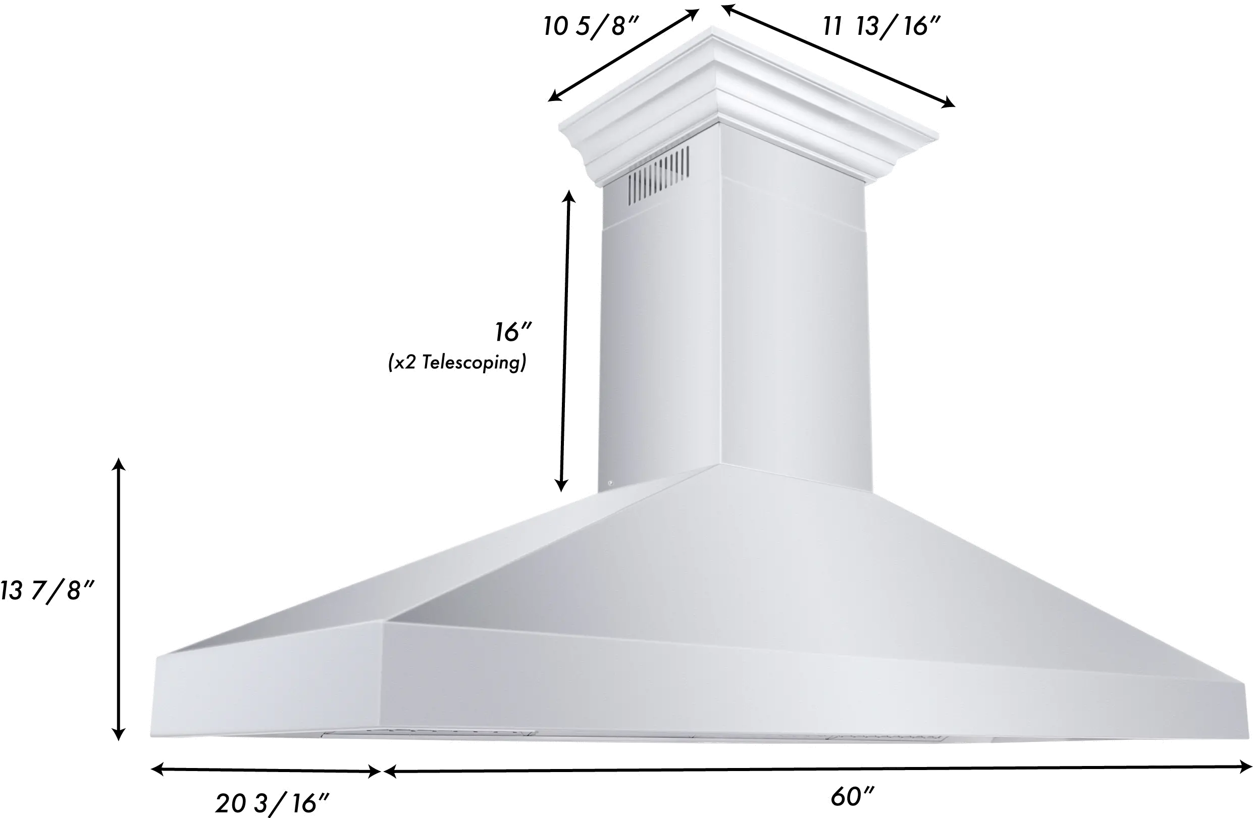 597CRN-60 ZLINE Professional 60 Inch Wall Mount Range Hood - Stainless Steel-11