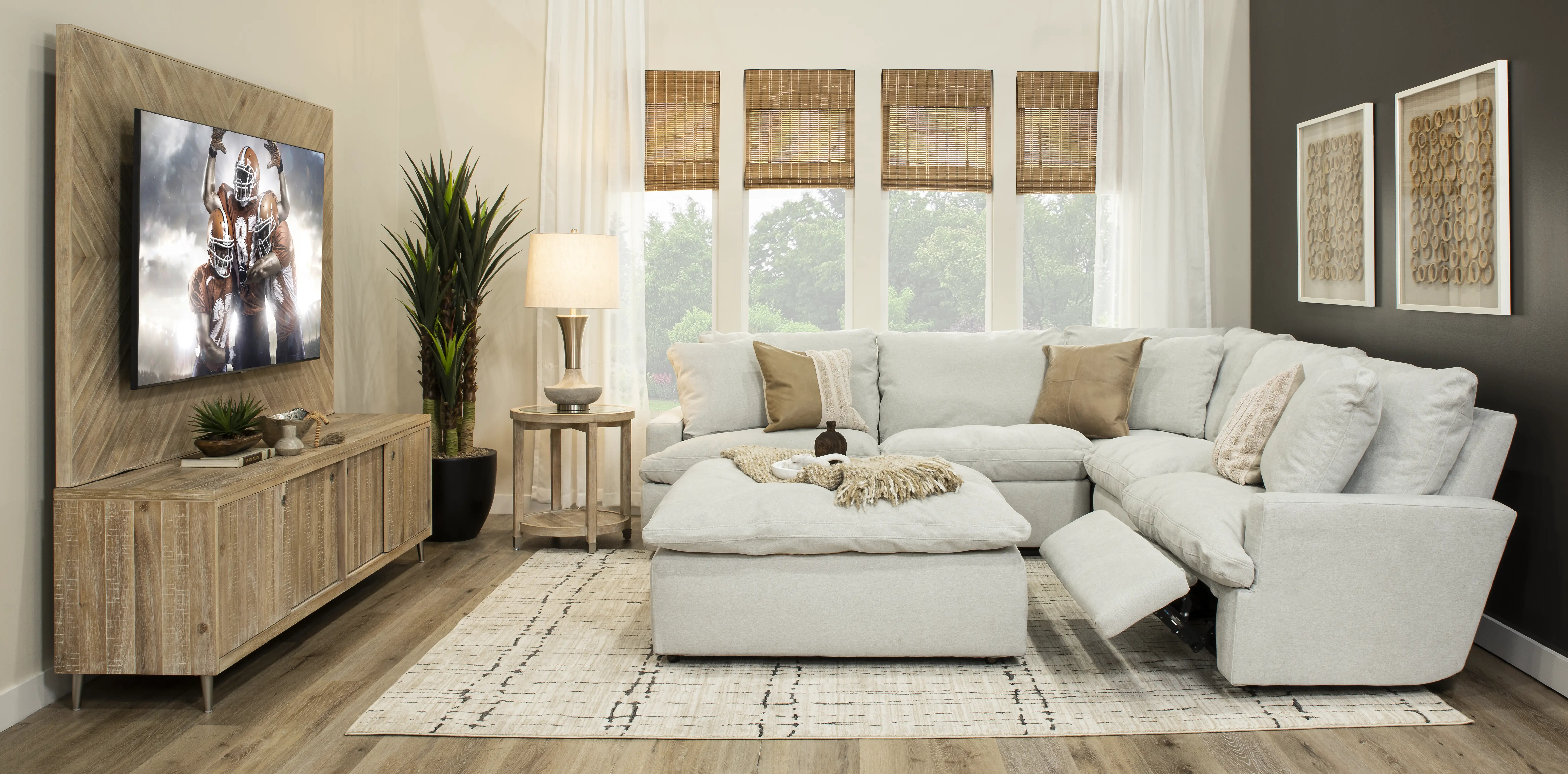 Morgan  Acacia Wood Entertainment Wall-11
