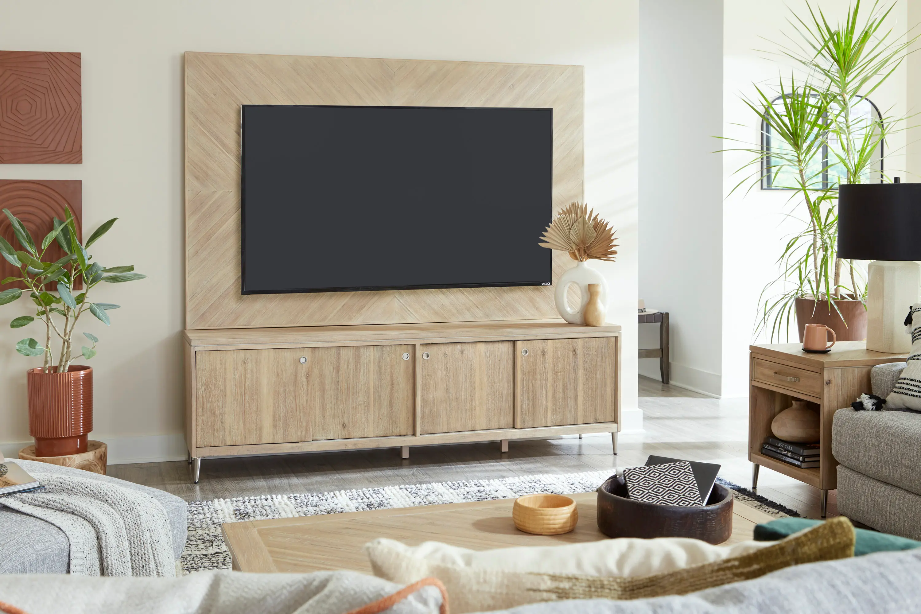 Morgan  Acacia Wood Entertainment Wall-12
