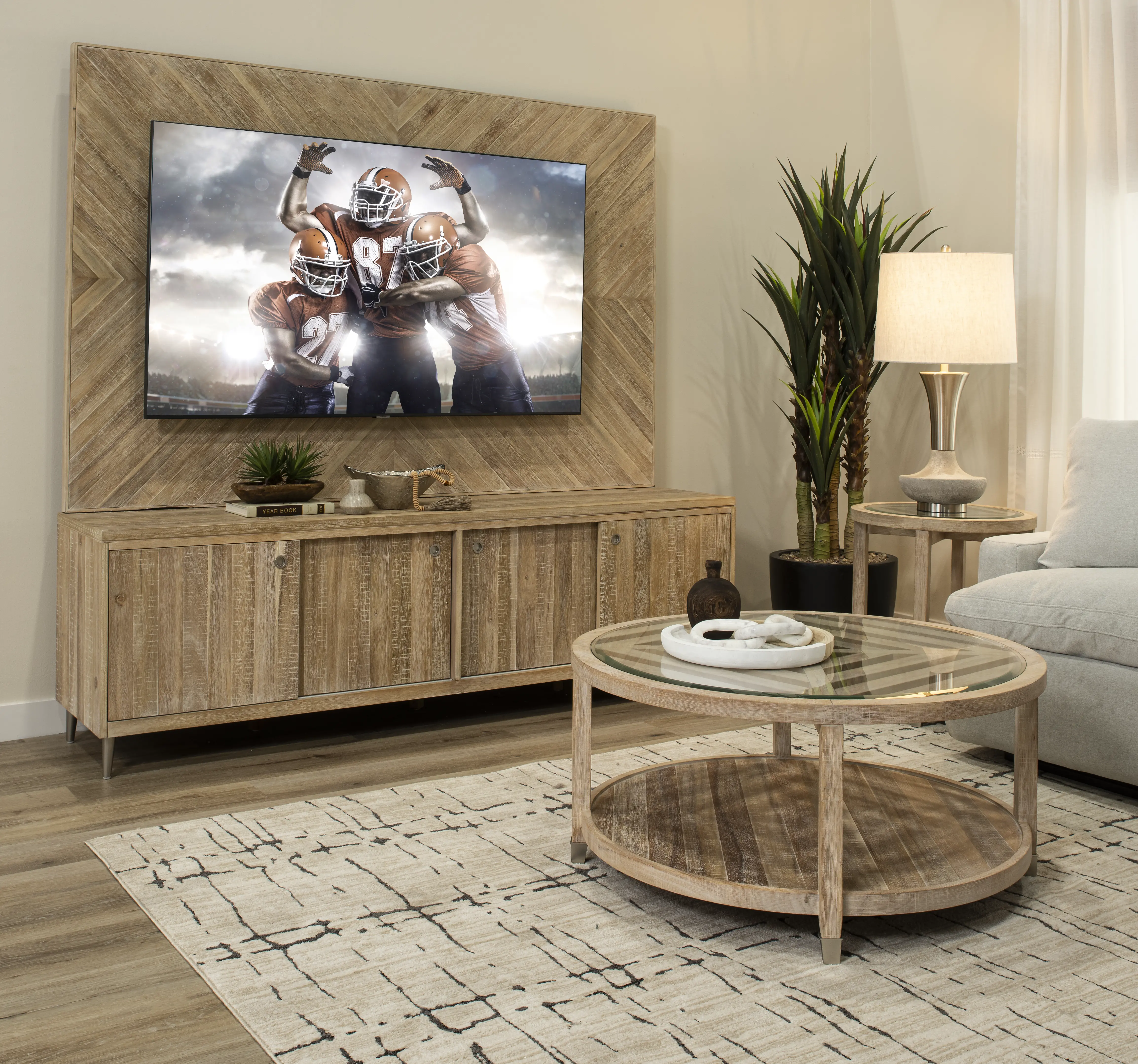 Morgan  Acacia Wood Entertainment Wall-2