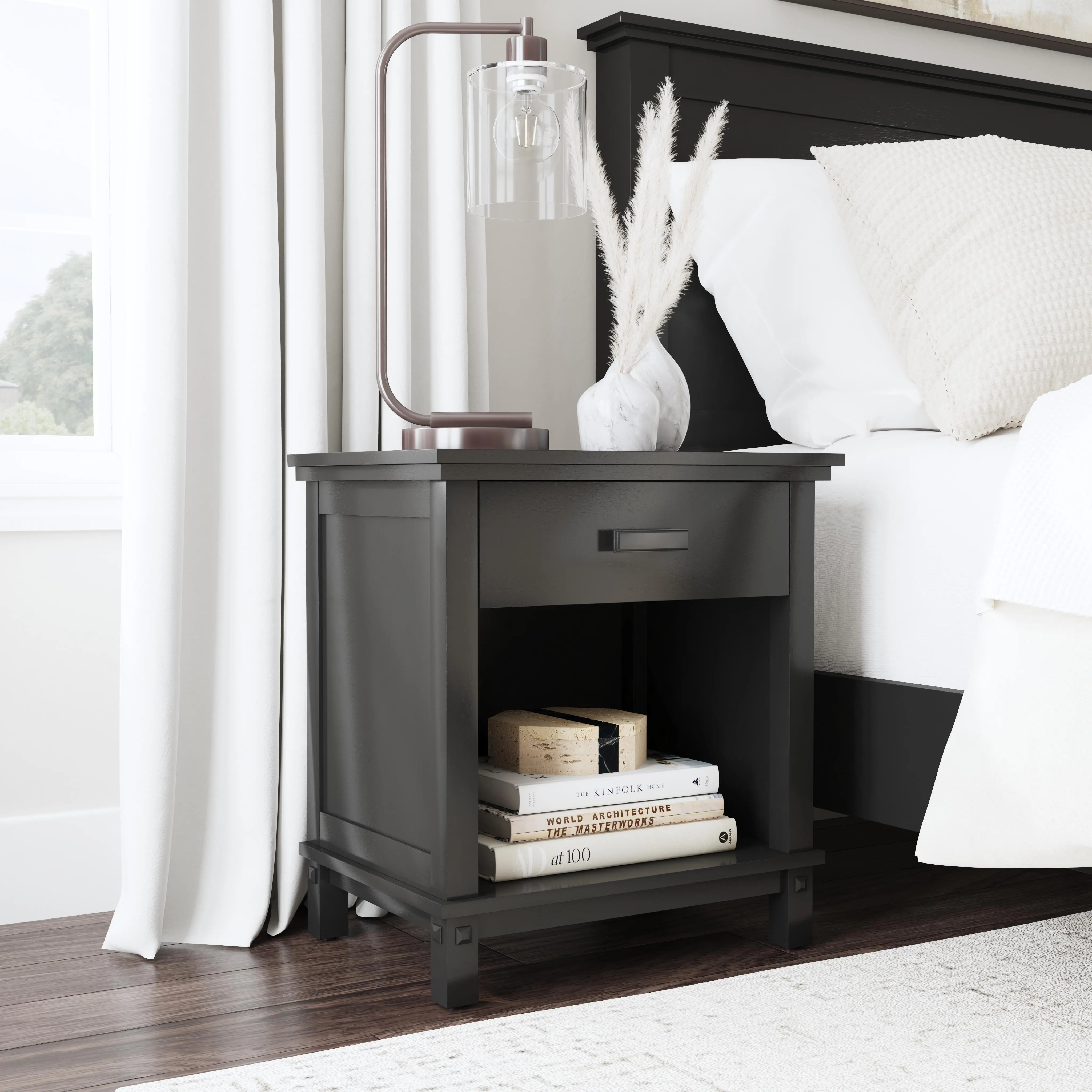 5911-42C Oak Park Black Nightstand-2